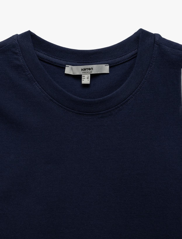 Pamuklu Kısa Kollu Bisiklet Yaka Basic Erkek Slim Fit Tişört_2