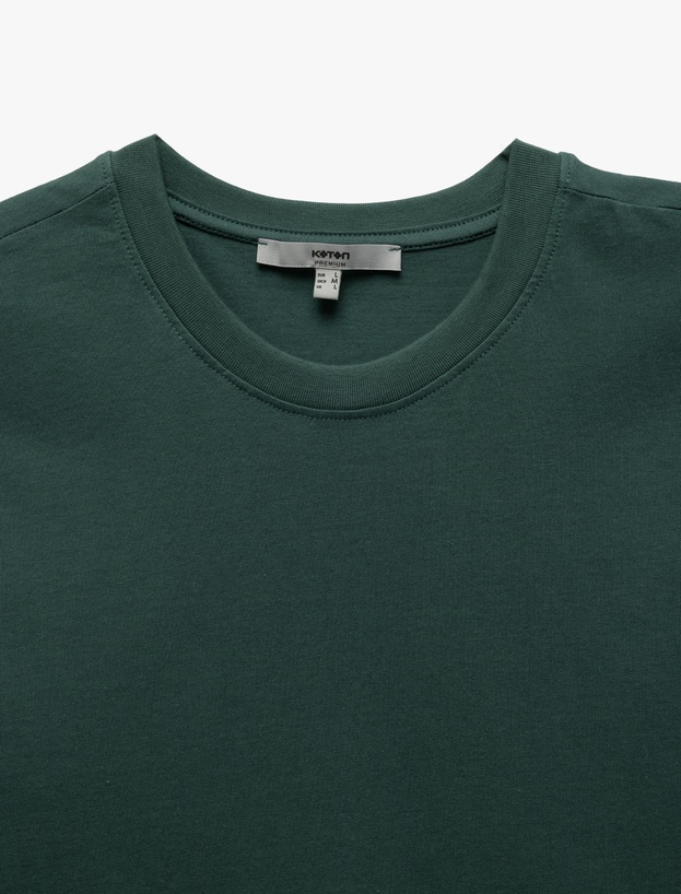 Pamuklu Kısa Kollu Bisiklet Yaka Basic Erkek Slim Fit Tişört_2