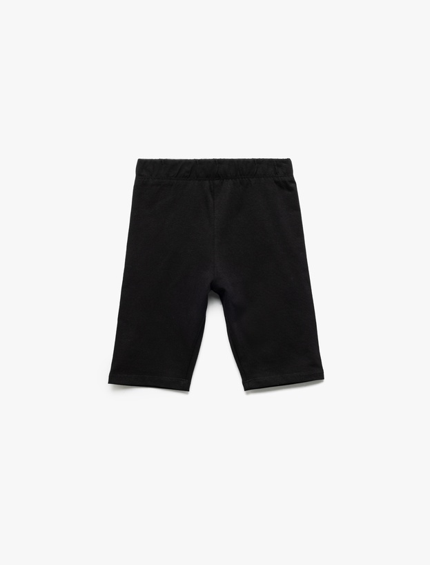 Pamuklu Beli Lastikli Basic Kısa Tayt_0