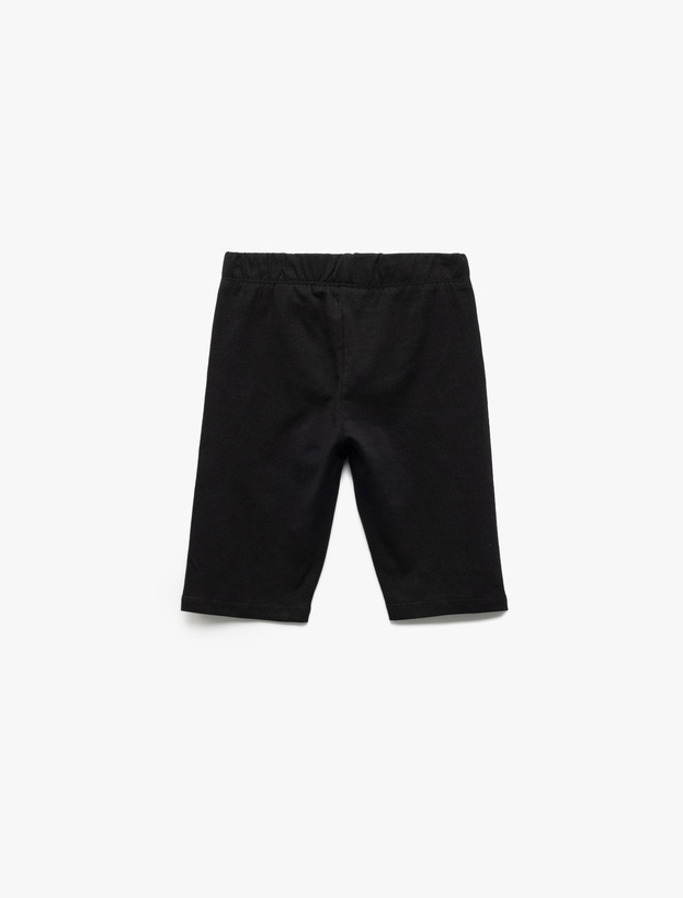 Pamuklu Beli Lastikli Basic Kısa Tayt_1