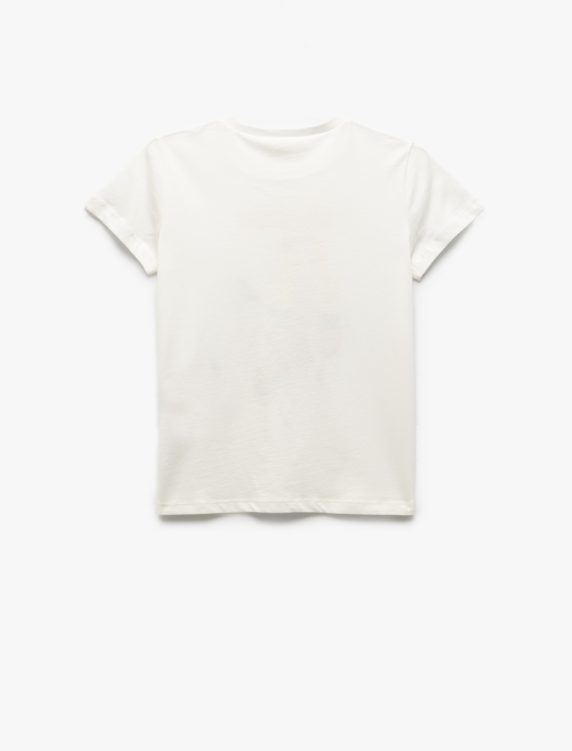  Kız Çocuk Pamuklu Bisiklet Yaka Baskı Detaylı Kısa Kollu Tişört