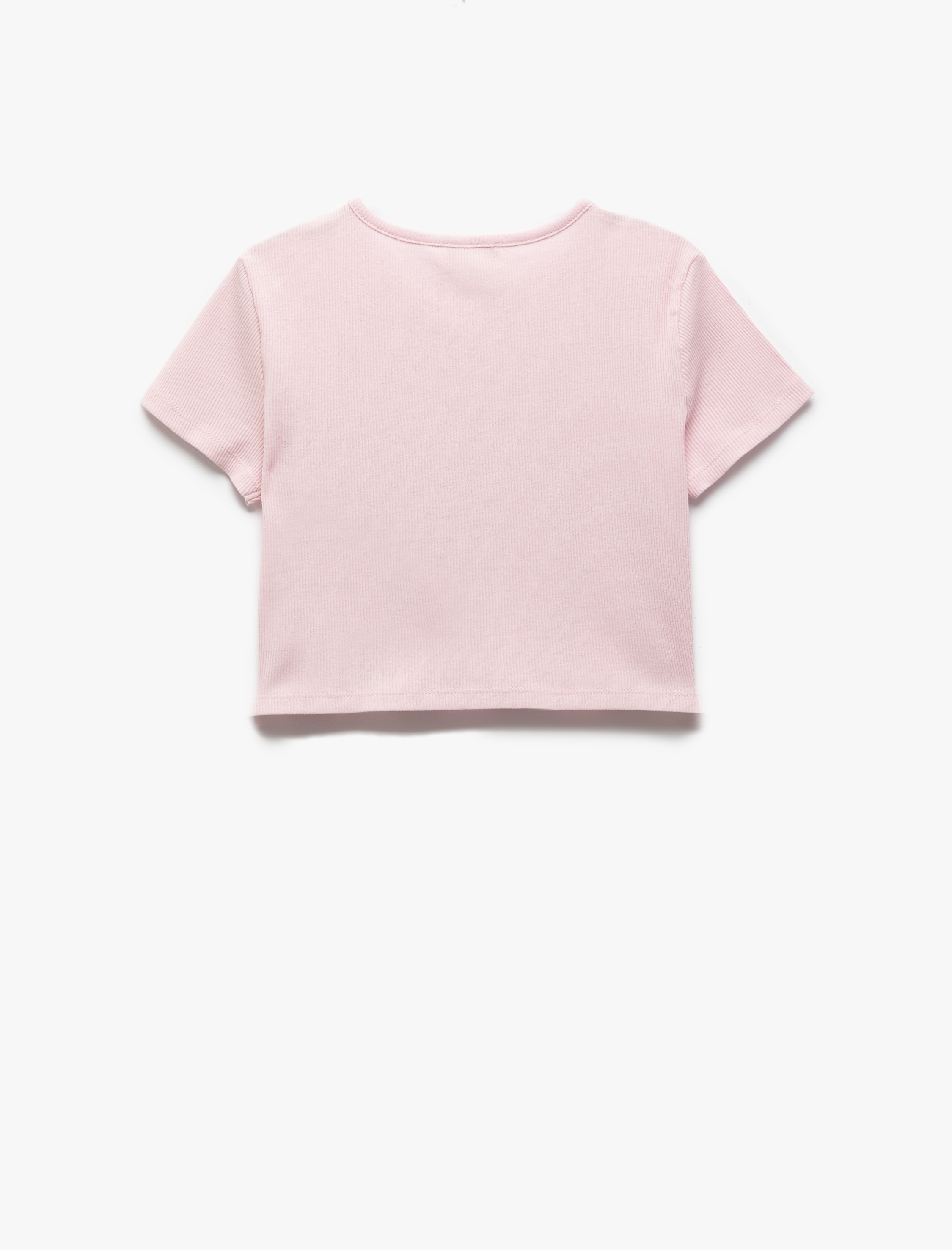  Kız Çocuk Pamuklu Kalp Baskılı Kısa Kollu Bisiklet Yaka Tişört