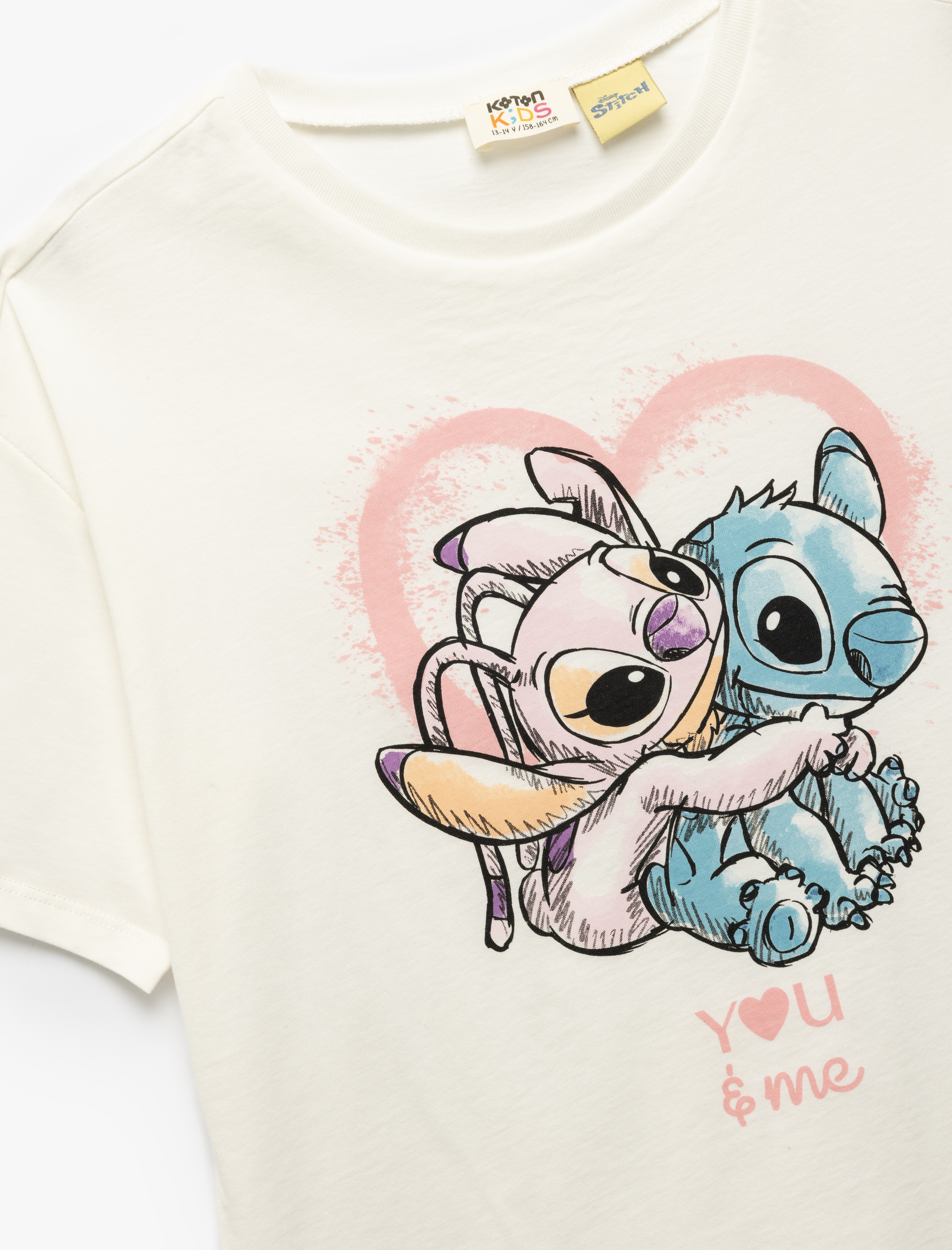 Kız Çocuk Lisanslı Kısa Kollu Bisiklet Yaka Pamuklu Stitch Tişört