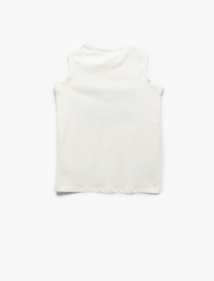 Erkek Çocuk Pamuklu Baskı Detaylı Bisiklet Yaka Atlet