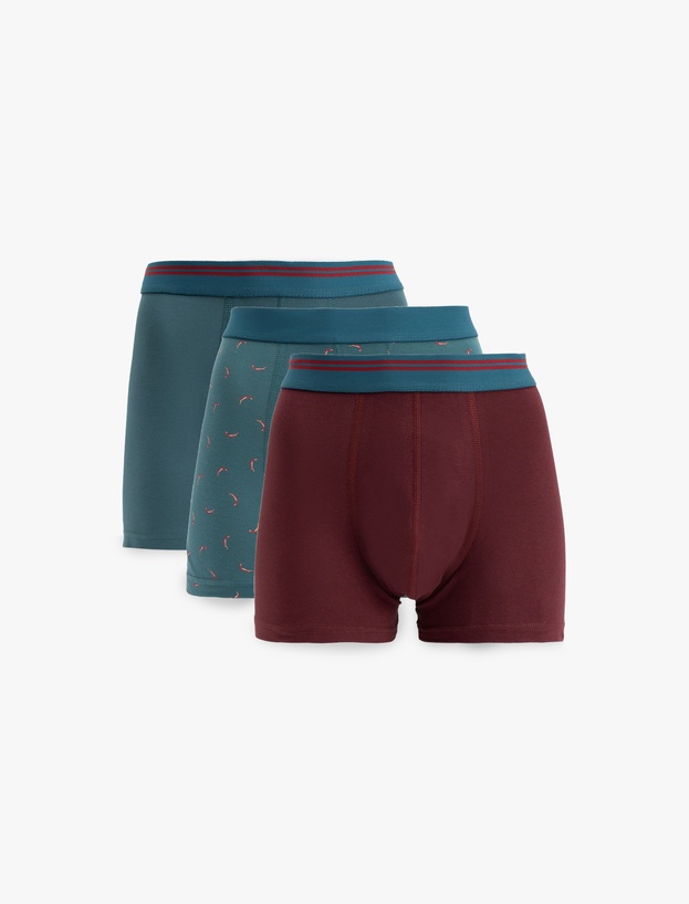 Pamuklu 3'lü Desenli Boxer Seti_0
