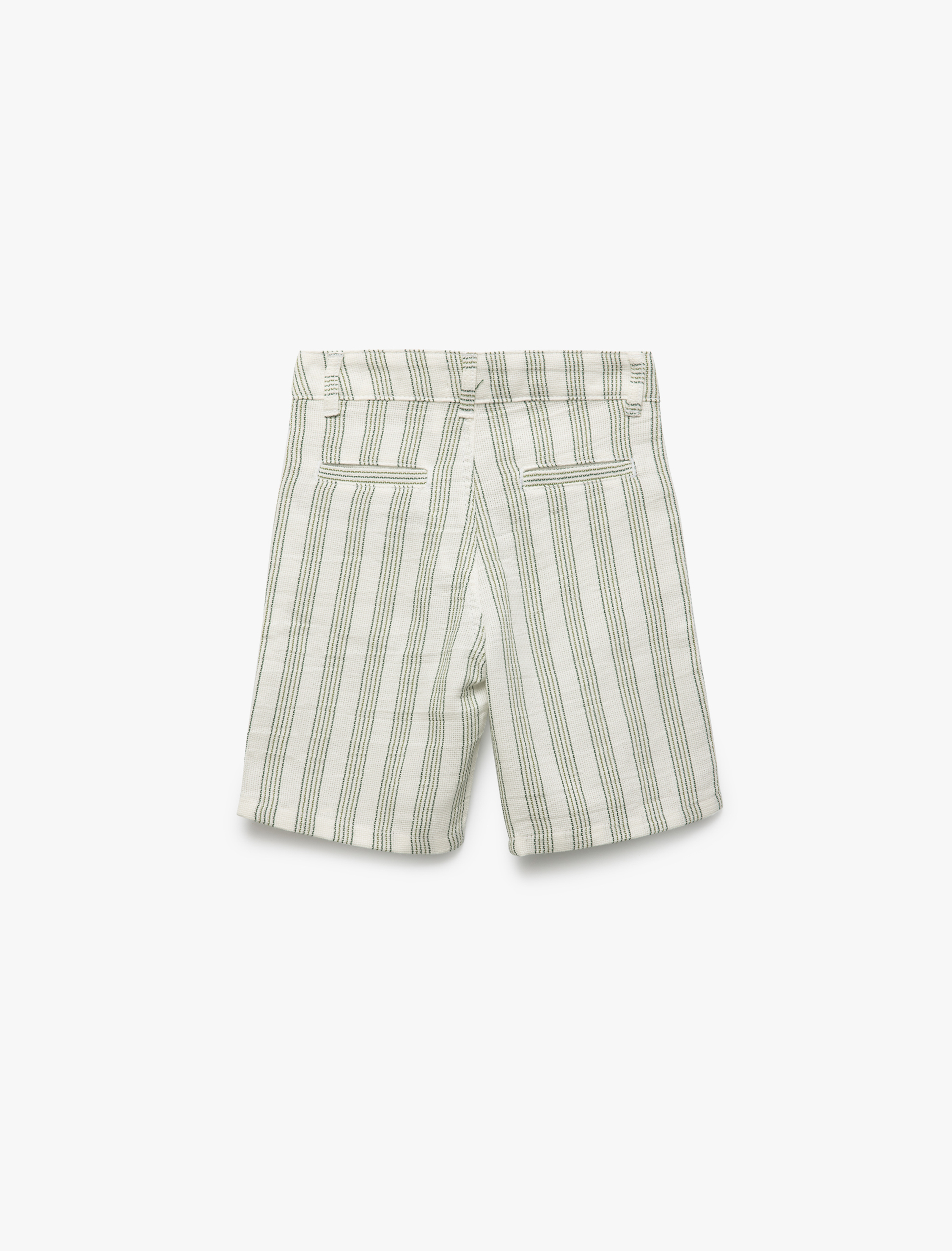  Erkek Çocuk Düğme Detaylı Cepli Viskon Karışımlı Çizgili Şort
