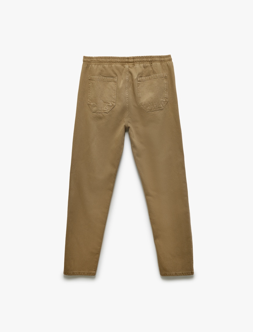   Straight Fit Cep Detaylı Pamuklu Beli Bağcıklı Pantolon