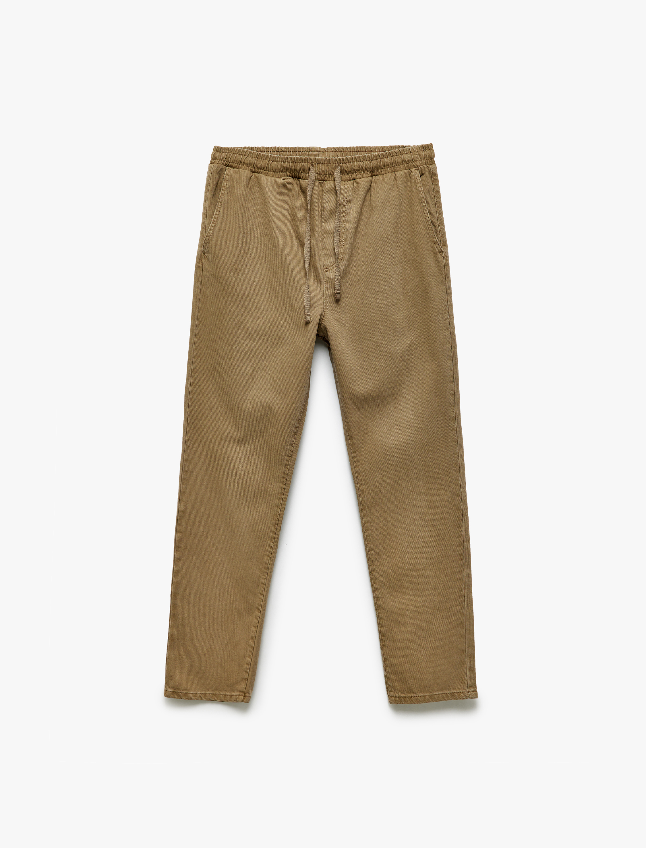   Straight Fit Cep Detaylı Pamuklu Beli Bağcıklı Pantolon