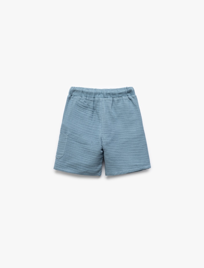 Erkek Çocuk Pamuklu Beli Bağcıklı Cep Detaylı Basic Şort