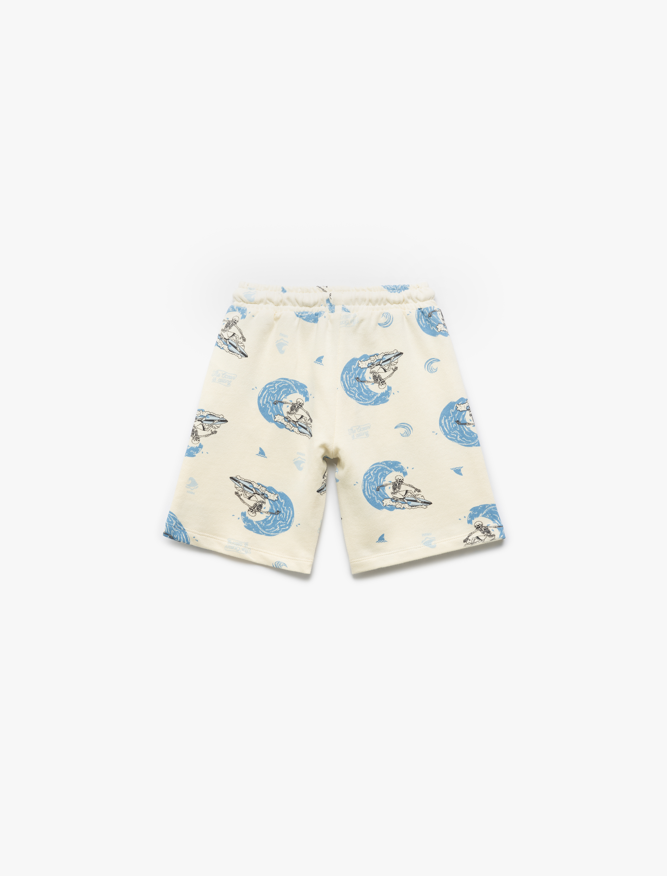  Erkek Çocuk Pamuklu Beli Bağcıklı Sörf Baskılı Şort