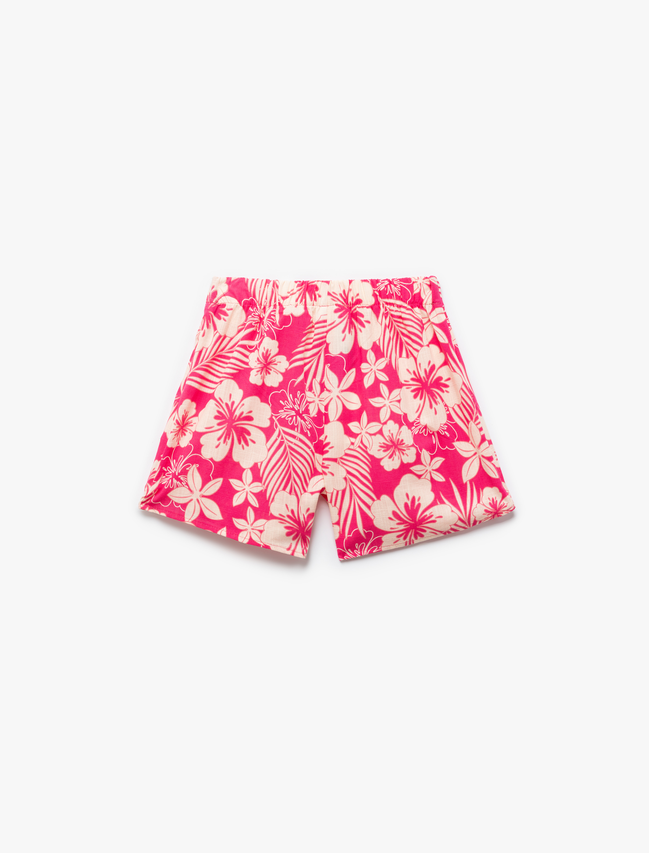  Kız Çocuk Çiçek Desenli Rahat Kesim Pamuklu Şort