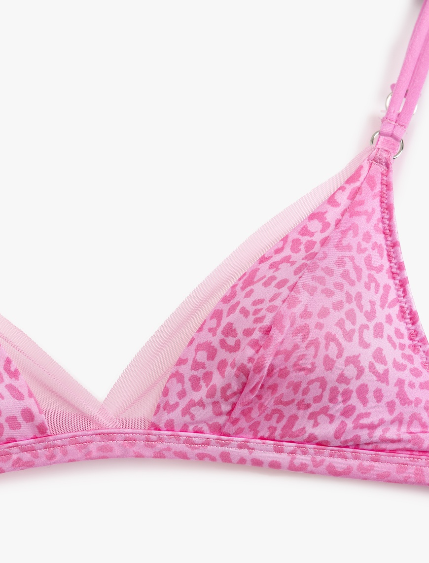   Tül Detaylı Leopar Desenli Bralet Sütyen