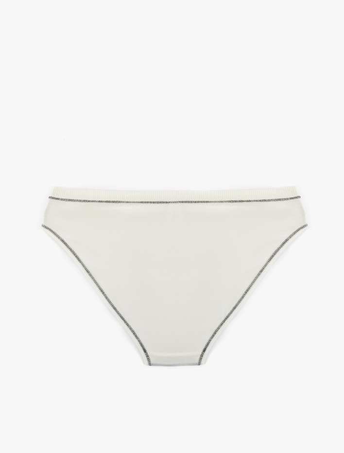  Pamuklu Dikiş Detaylı Baskılı Brief Kadın Külot