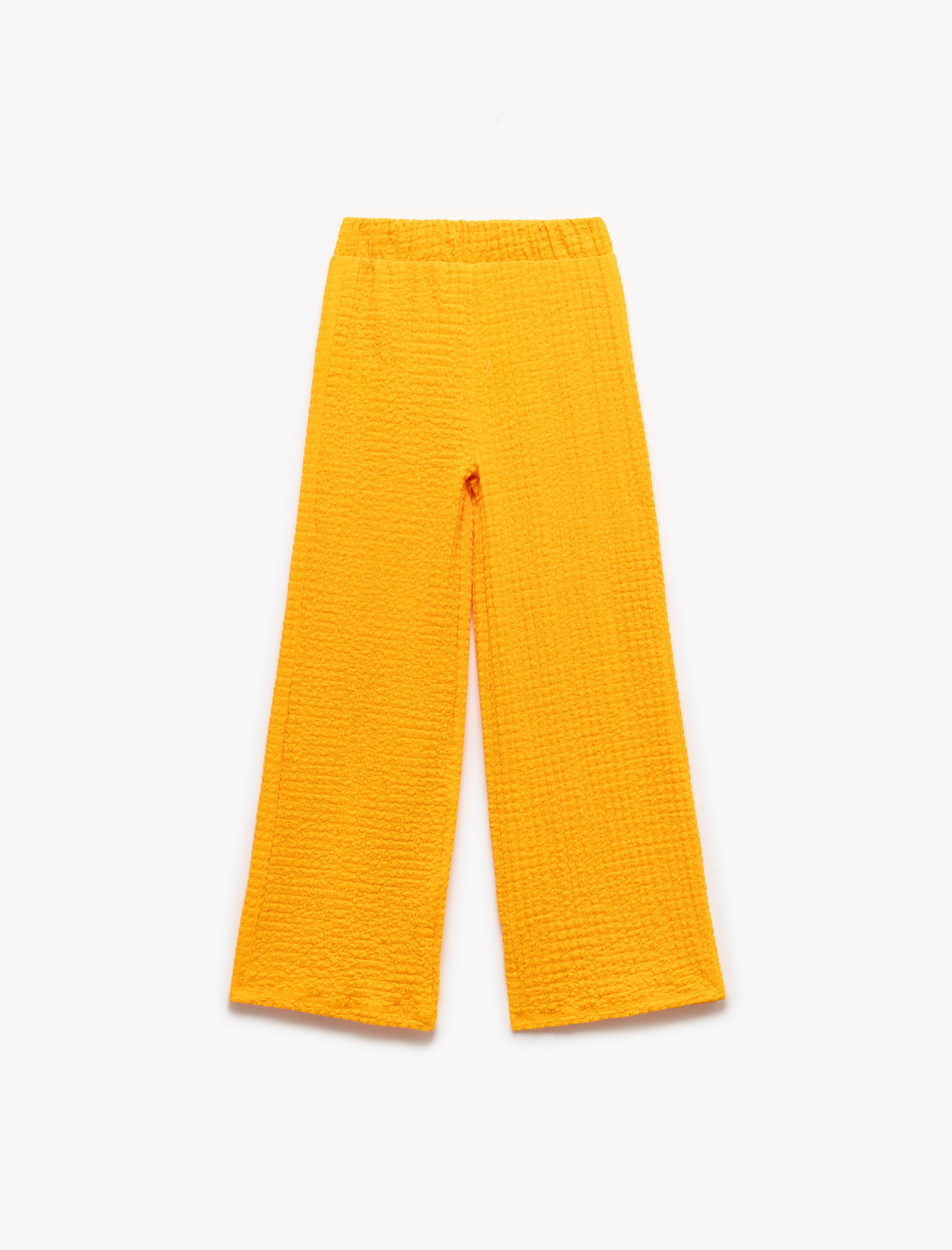  Kız Çocuk Beli Lastikli Dokulu Cep Detaylı Palazzo Pantolon
