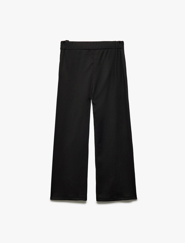 Kız Çocuk Bağlama Detaylı Basic Bol Paça Pantolon