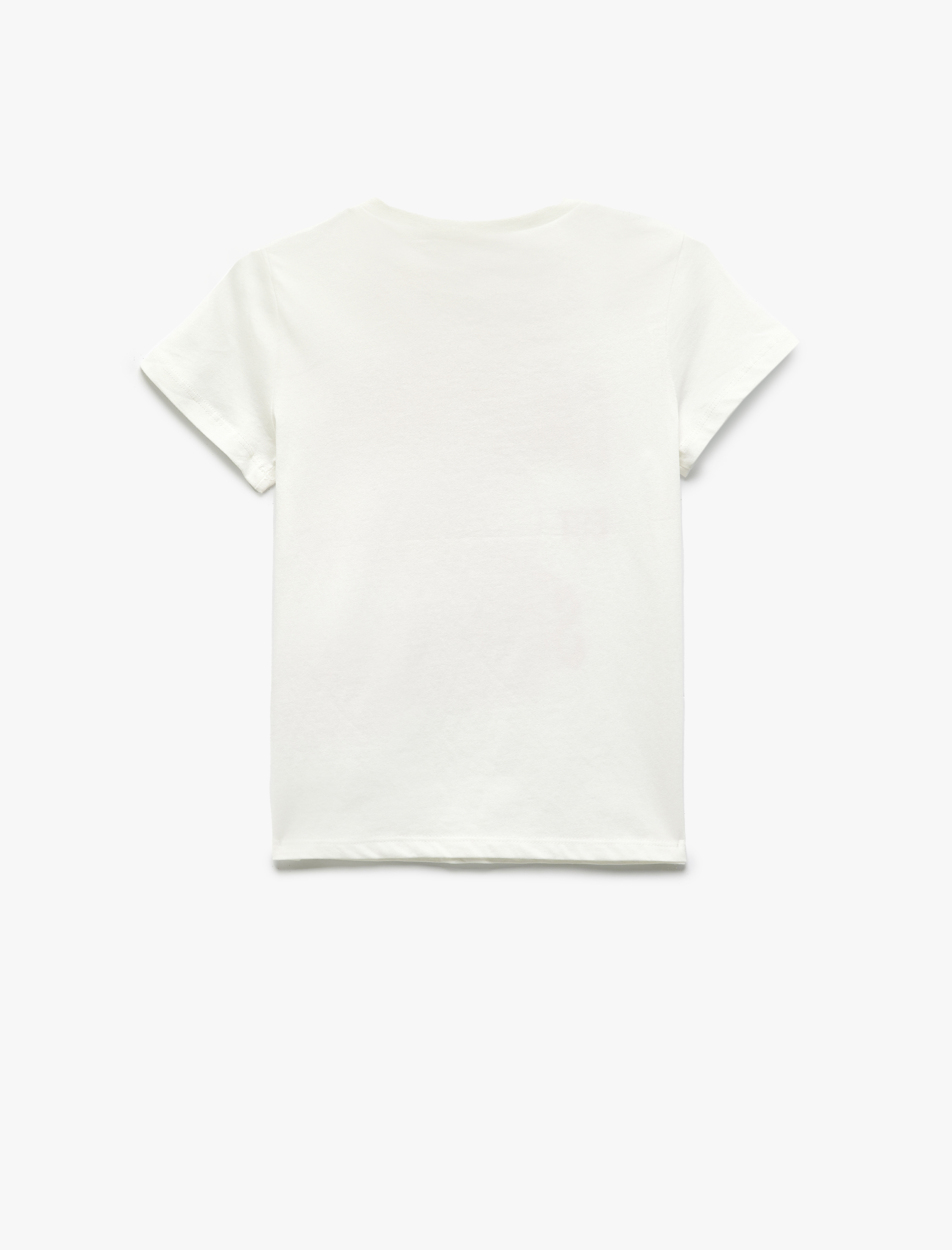  Kız Çocuk Baskılı Pamuklu Bisiklet Yaka Kısa Kollu Tişört