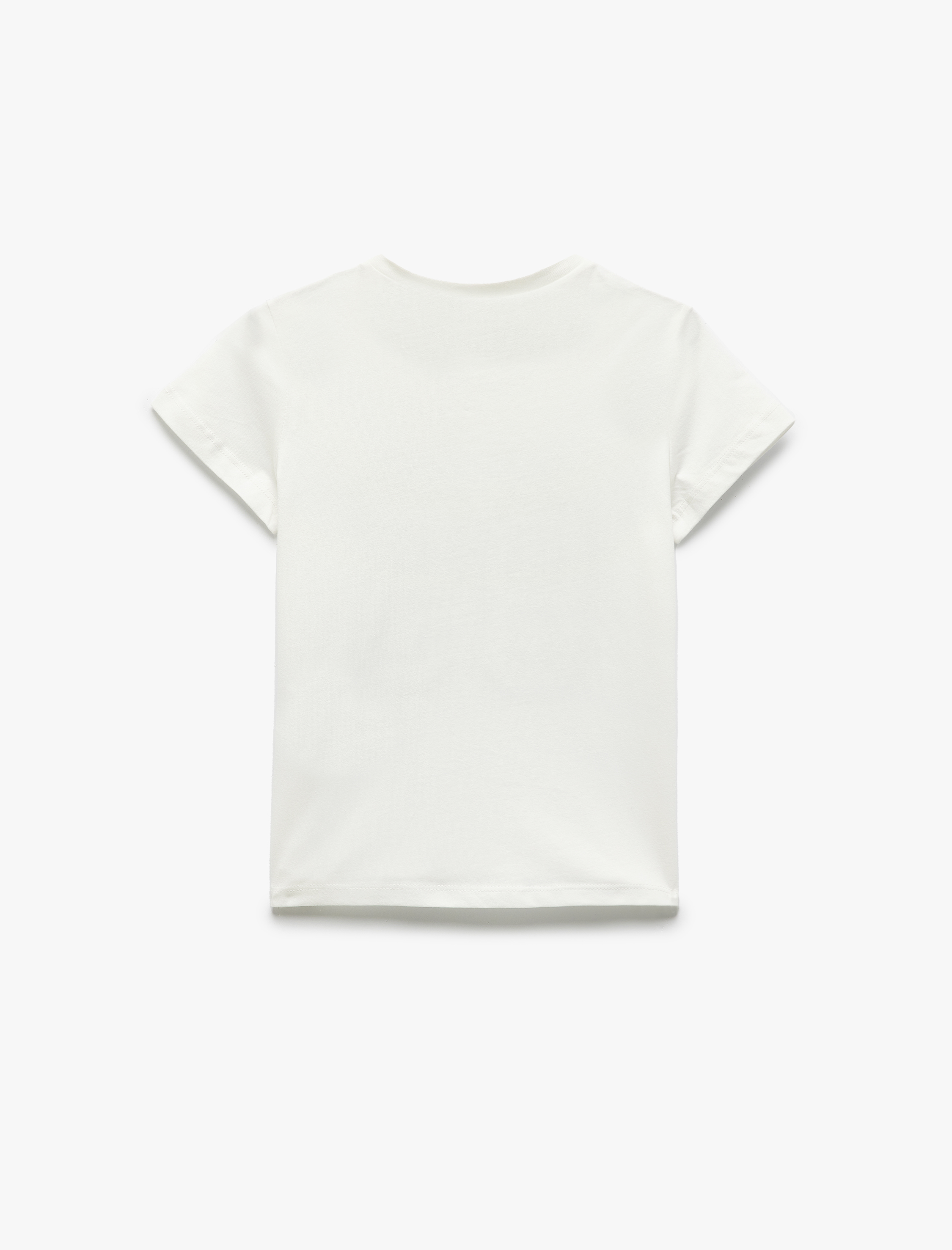  Kız Çocuk Pamuklu Baskılı Kısa Kollu Bisiklet Yaka Tişört