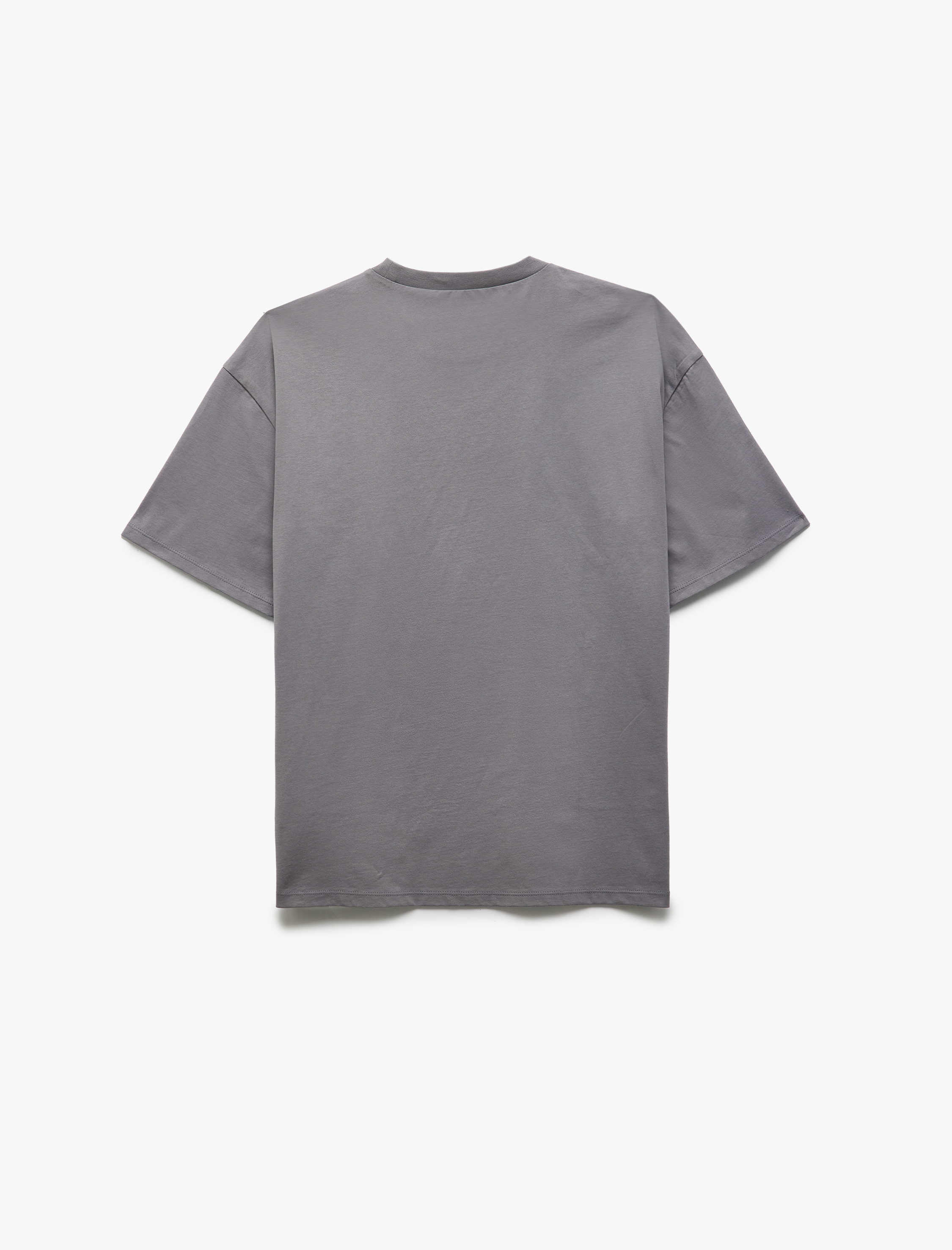   Baskılı Kısa Kollu Bisiklet Yaka Pamuklu Oversize Tişört