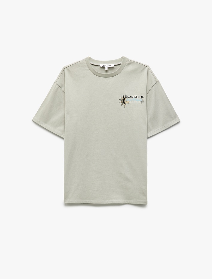  Bisiklet Yaka Arkası Baskılı Kısa Kollu Bisiklet Yaka Tişört