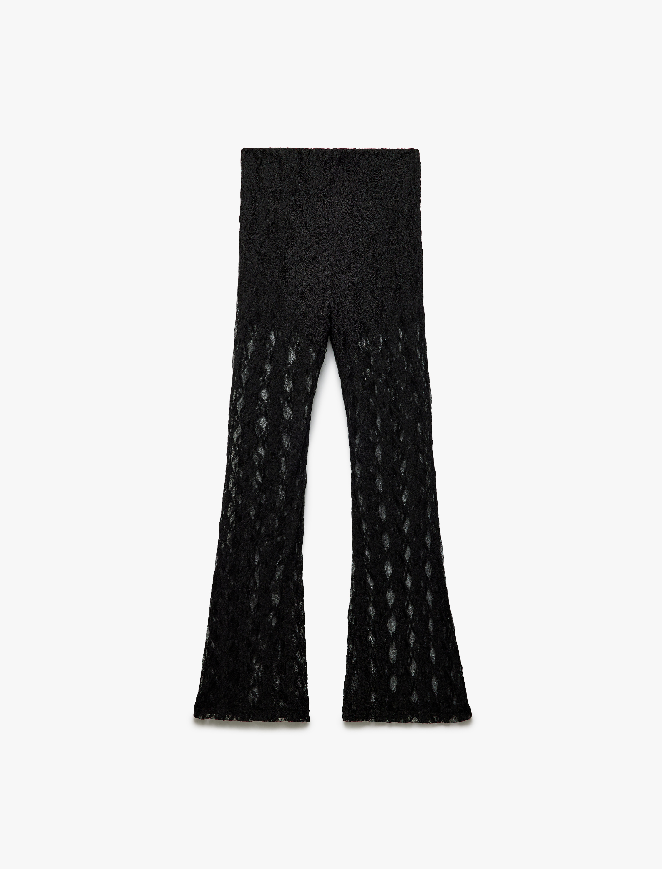   Dantelli Astarlı Slim Fit Uzun İspanyol Paça Pantolon