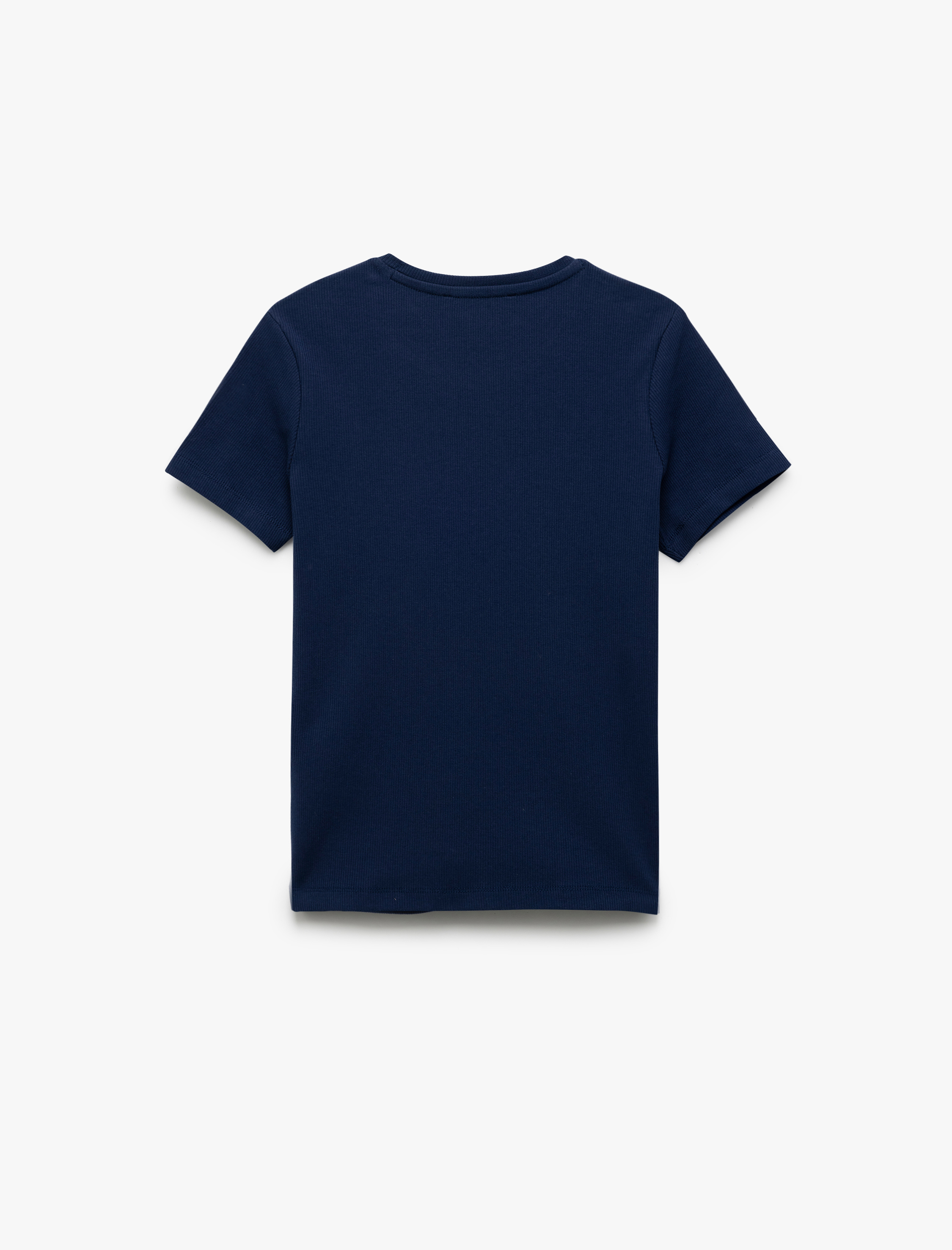 Pamuklu Kısa Kollu Bisiklet Yaka Basic Tişört