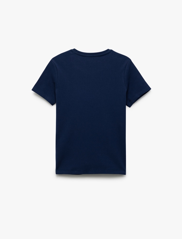  Pamuklu Kısa Kollu Bisiklet Yaka Basic Tişört