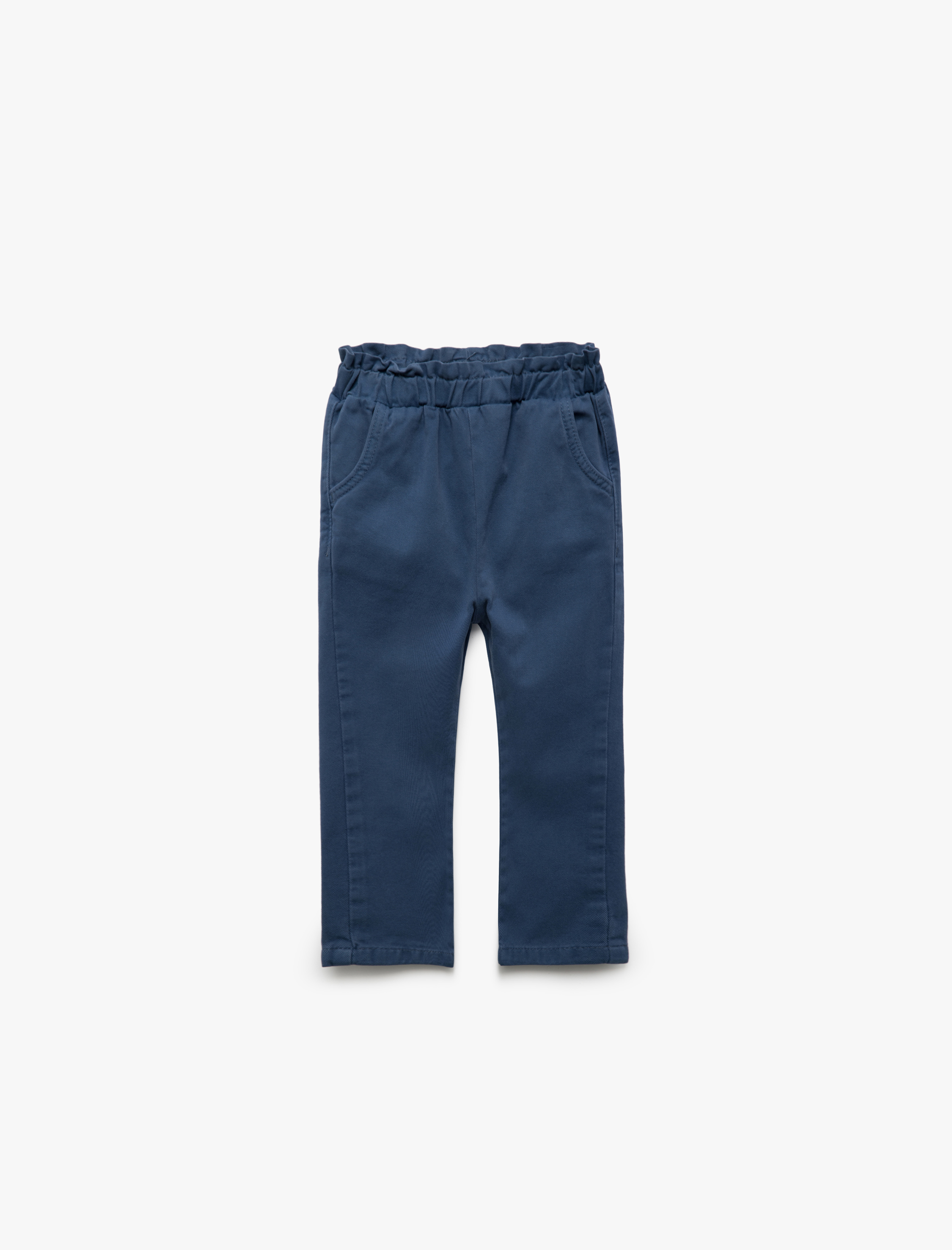  Kız Bebek Beli Lastikli Cep Detaylı Pamuklu Pantolon