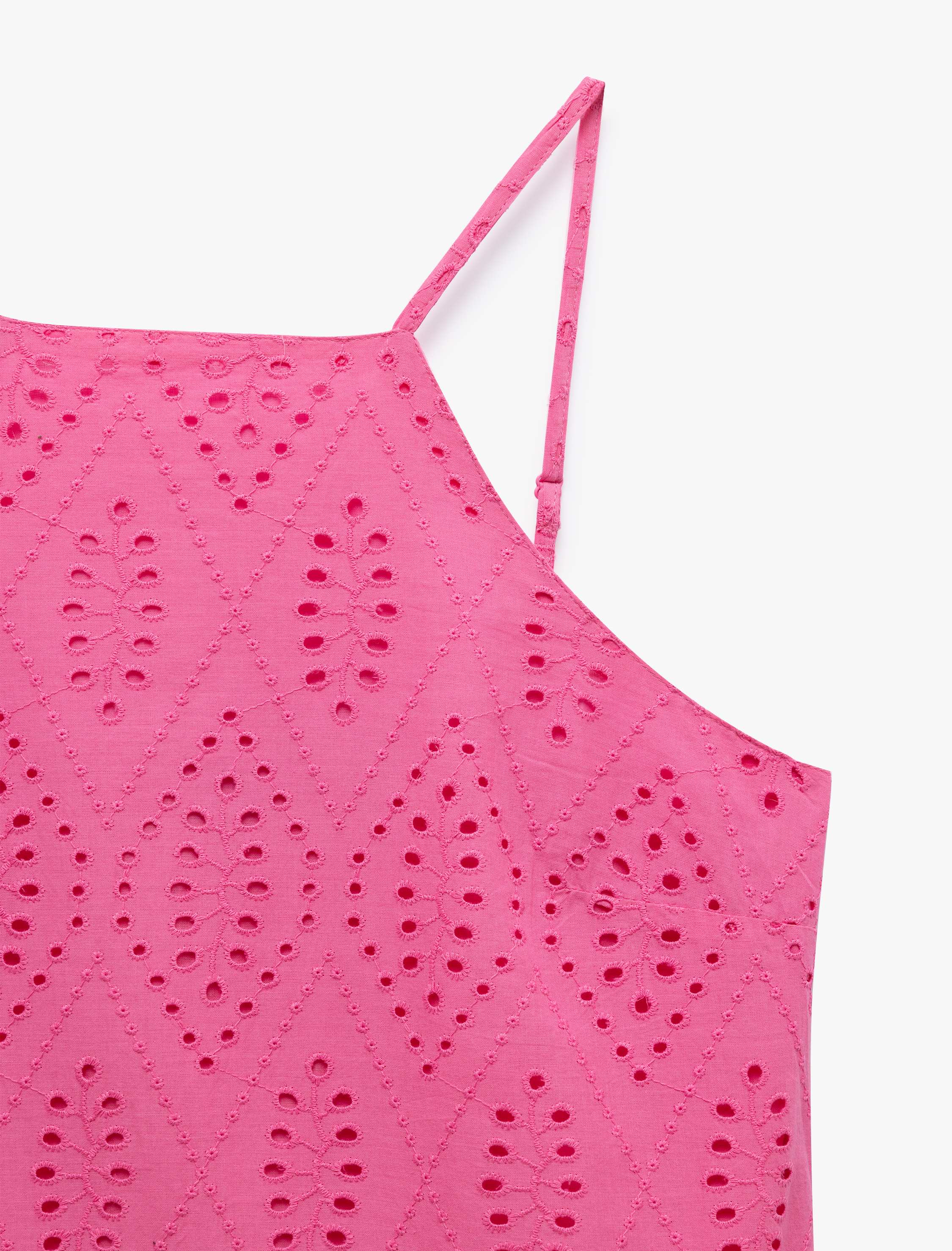   Pamuklu A Kesim Mini Halter Yaka İnce Askılı Fisto Elbise