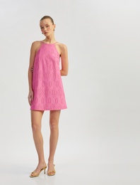 Pamuklu A Kesim Mini Halter Yaka İnce Askılı Fisto Elbise