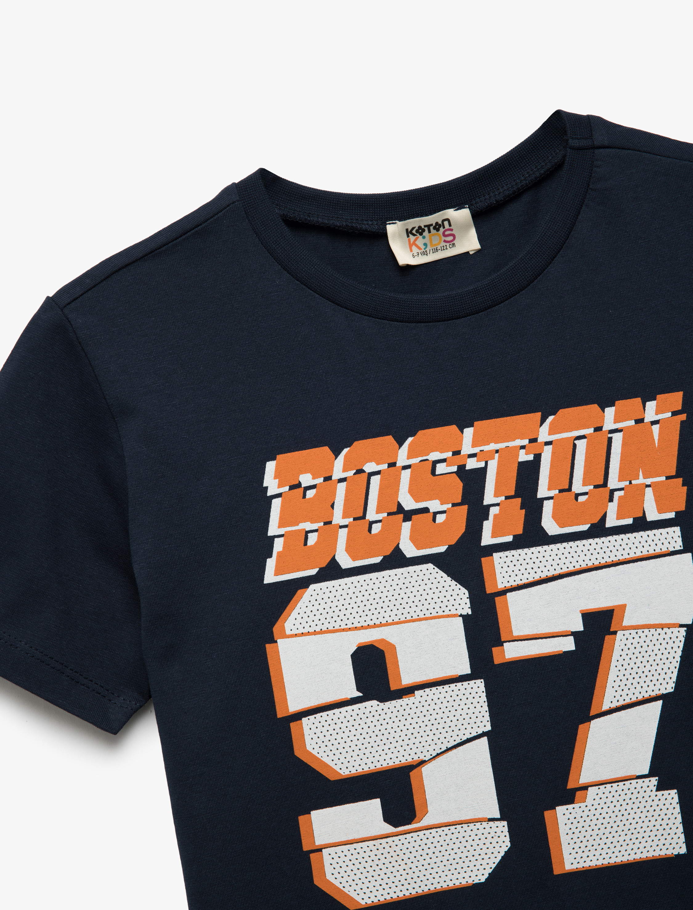  Erkek Çocuk Pamuklu Bisiklet Yaka Kısa Kollu Baskılı Tişört