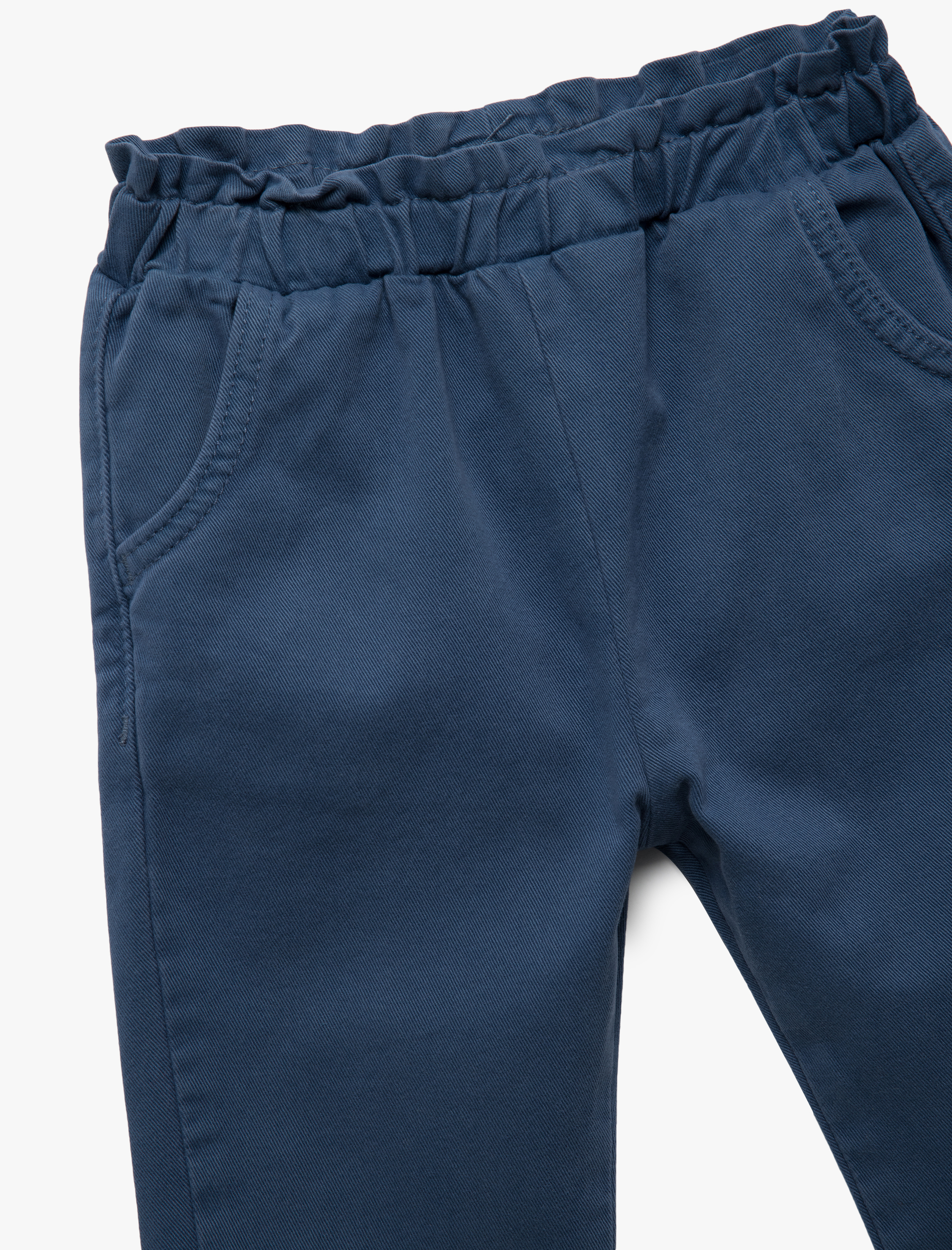  Kız Bebek Beli Lastikli Cep Detaylı Pamuklu Pantolon