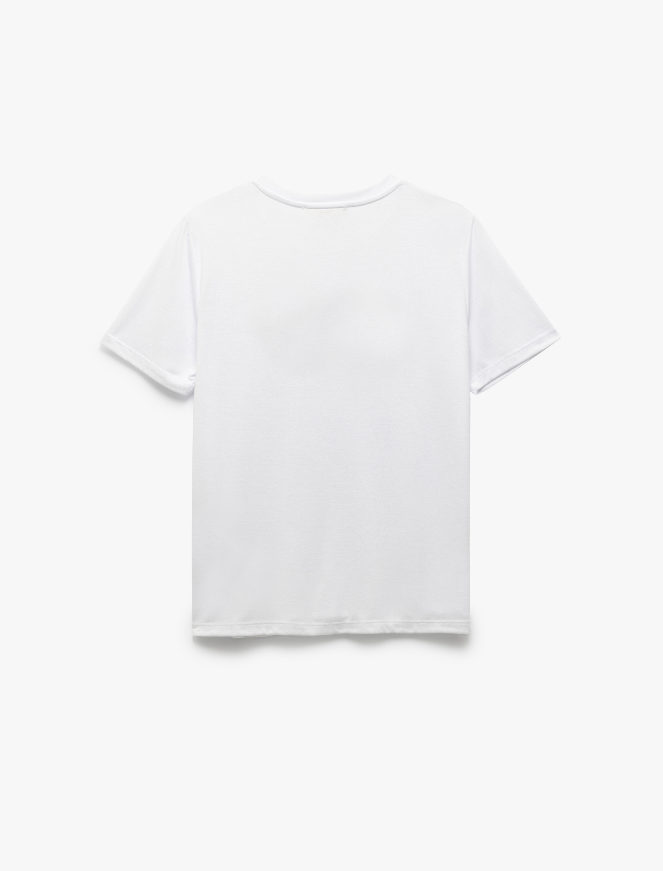   Kısa Kollu Bisiklet Yaka Metalik Baskılı Kadın Tişört