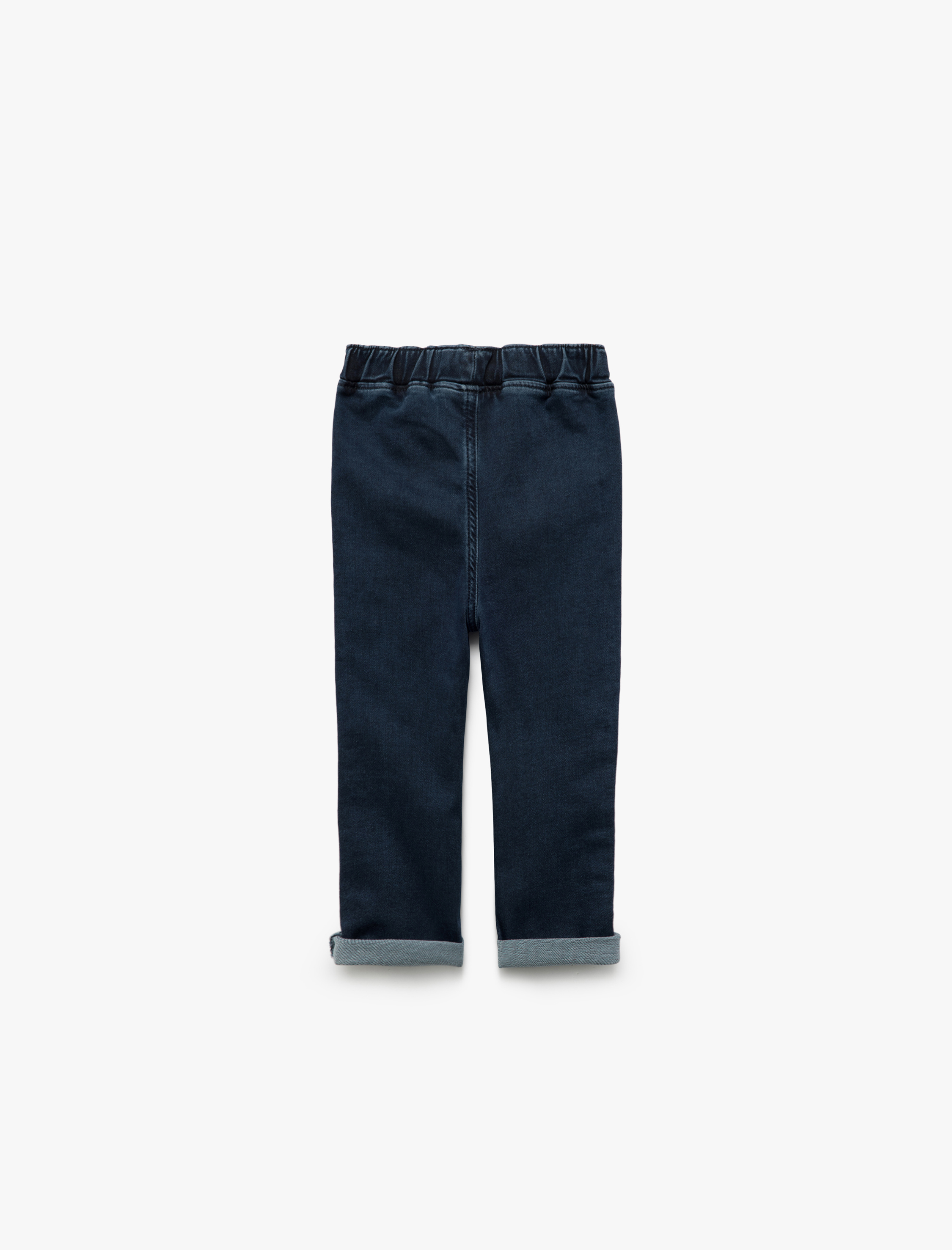  Erkek Bebek Beli Lastikli Düğmeli Cepli Pamuklu Denim Pantolon