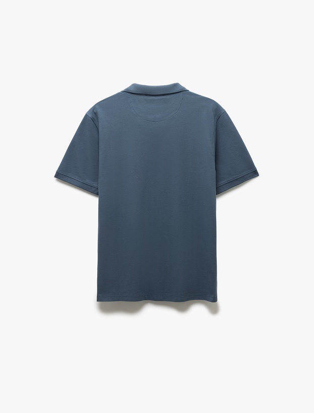 Pamuklu Pike Kumaş Kısa Kollu Regular Fit V Yaka Polo Tişört_3