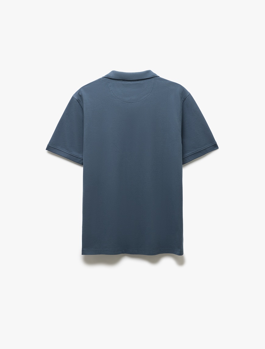   Pamuklu Pike Kumaş Kısa Kollu Regular Fit V Yaka Polo Tişört
