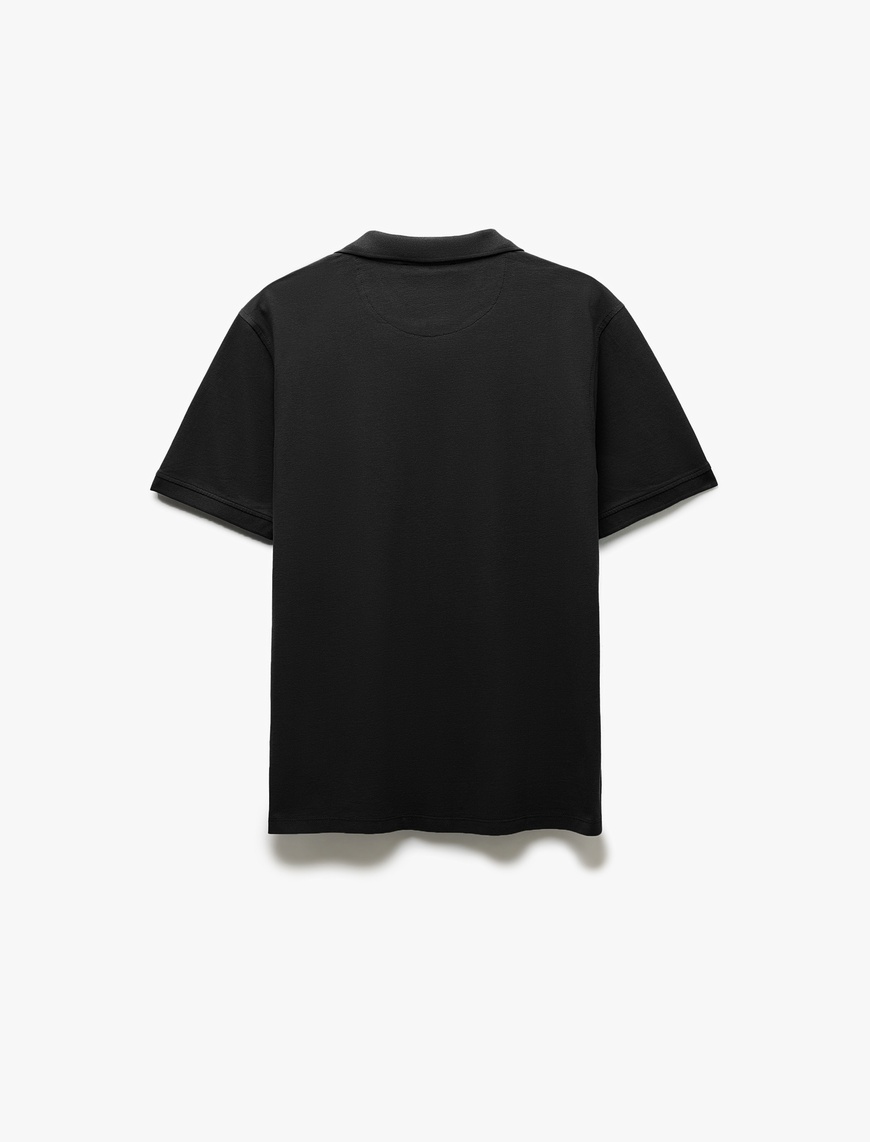   Pamuklu Pike Kumaş Kısa Kollu Regular Fit V Yaka Polo Tişört