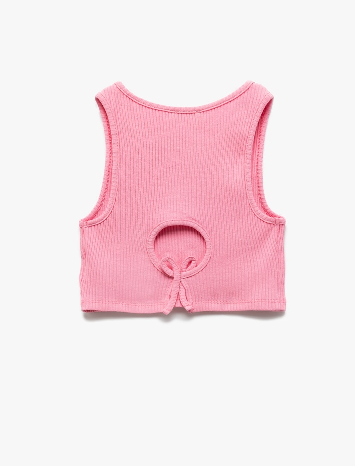 Kız Çocuk Pamuklu Arkası Pencere Detaylı Kaşkorse Basic Crop Atlet