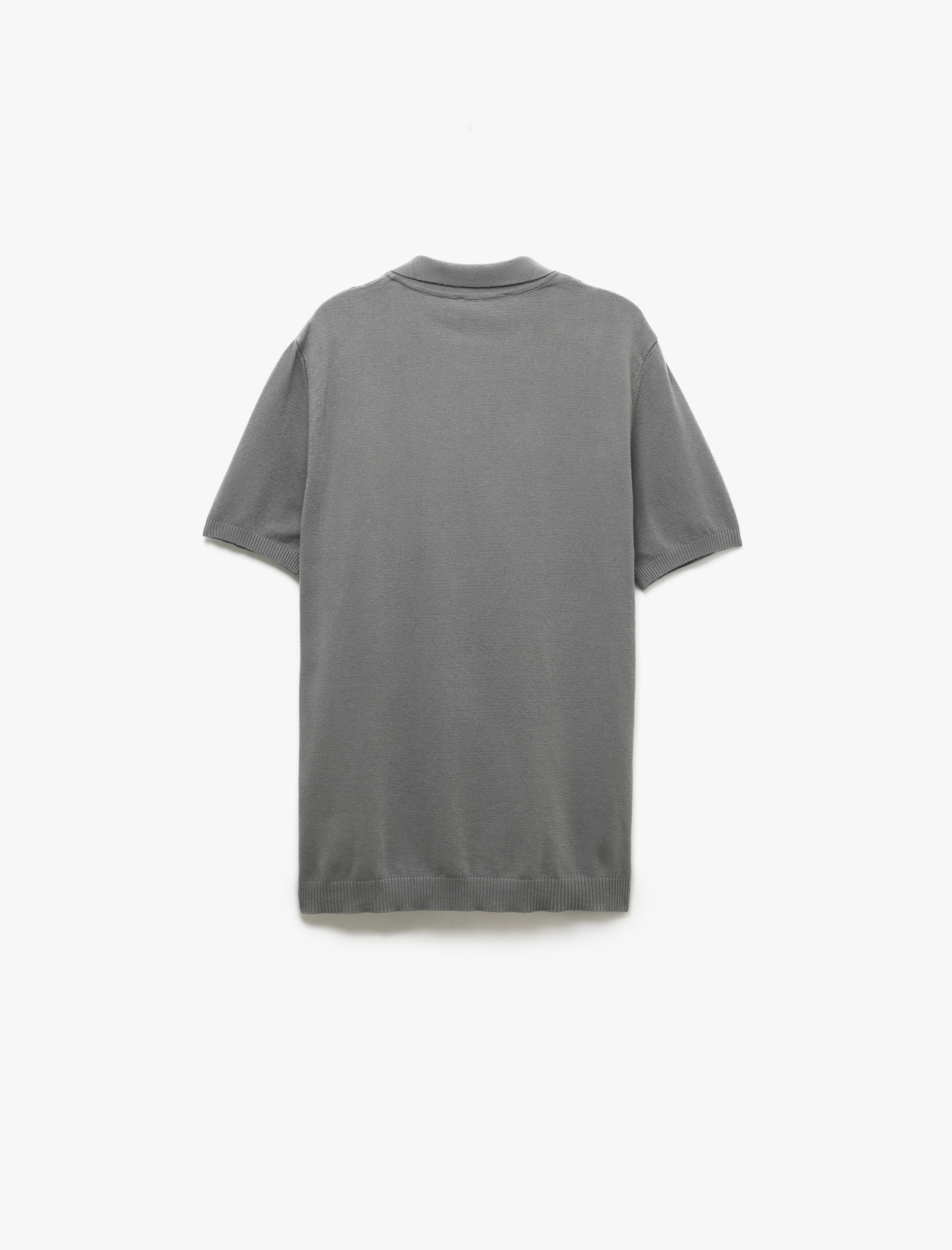   Düğmeli Polo Yaka Viskon Karışımlı Kısa Kollu Triko Tişört