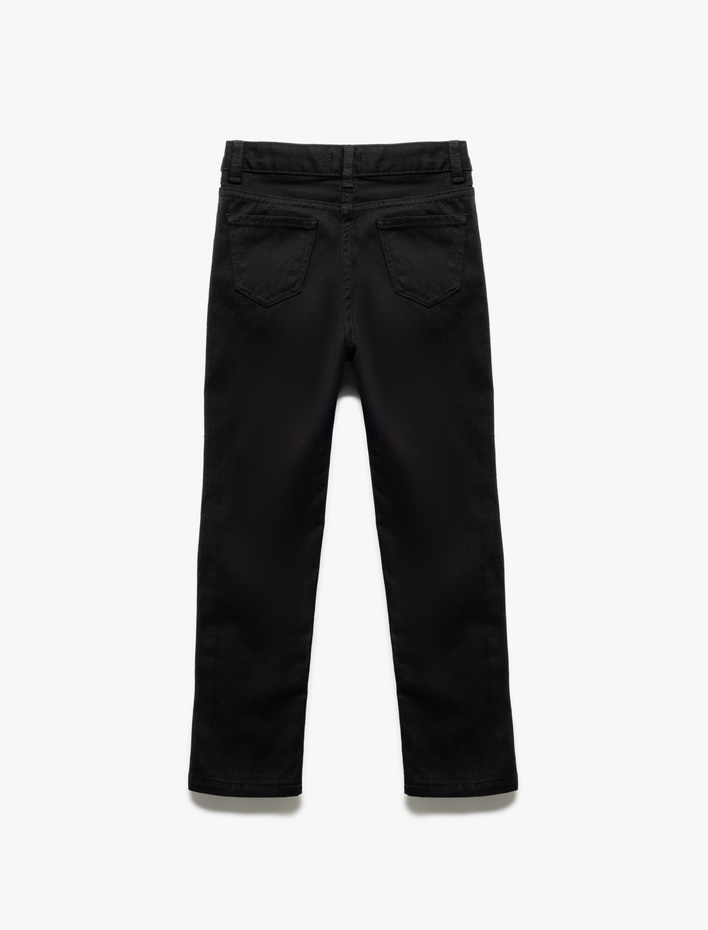 Erkek Çocuk Pamuklu Beli Ayarlanabilir Lastikli Cepli Denim Pantolon