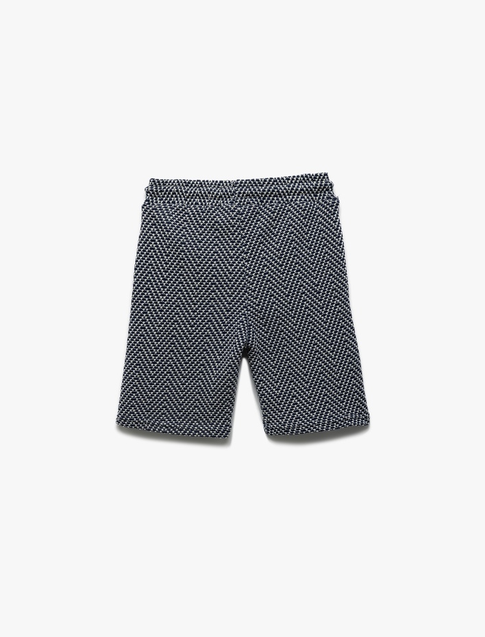 Erkek Çocuk Balıksırtı Desenli Cep Detaylı Beli Bağcıklı Şort