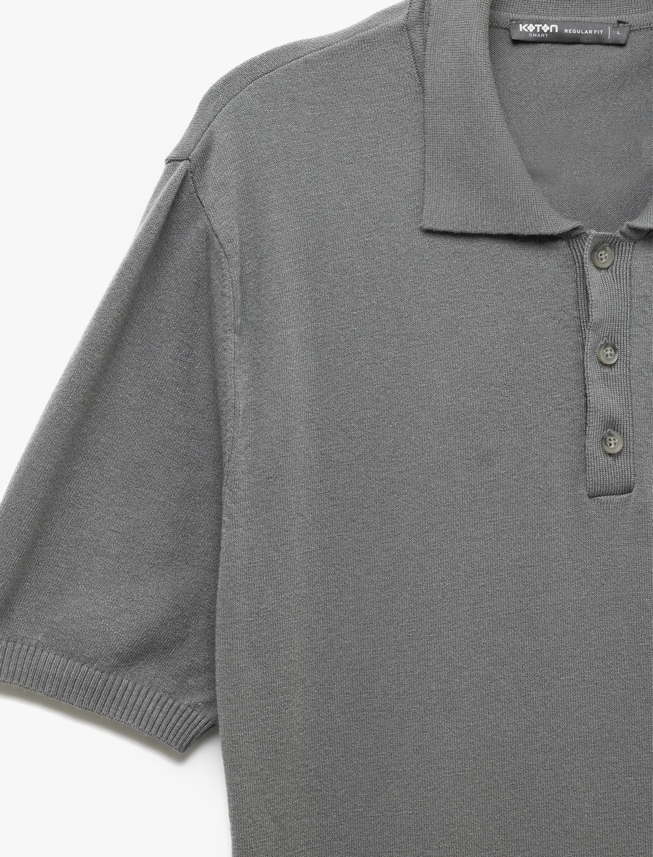   Düğmeli Polo Yaka Viskon Karışımlı Kısa Kollu Triko Tişört