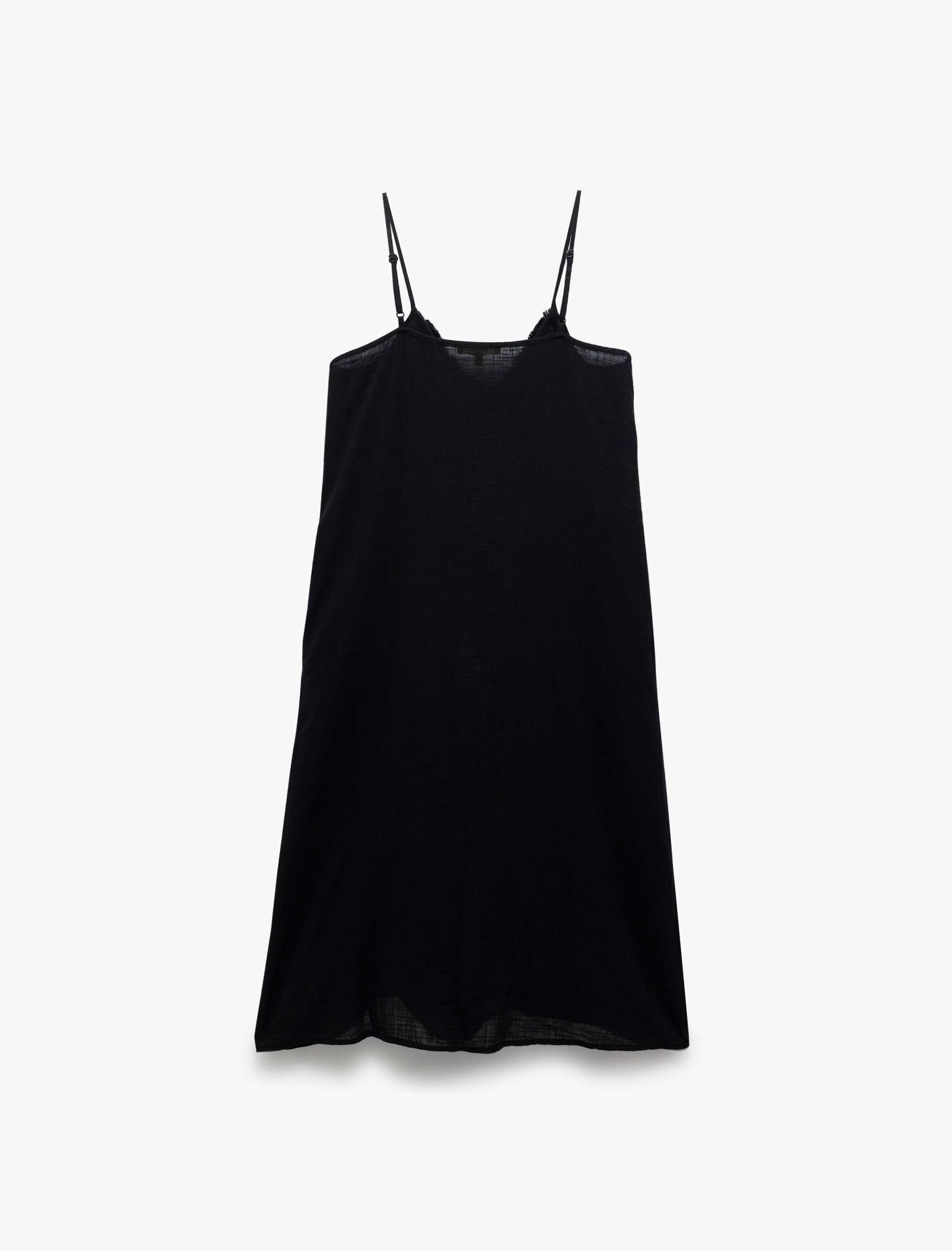   Pamuklu Geniş Kesim Püsküllü Cepli İnce Askılı Midi Boy Elbise