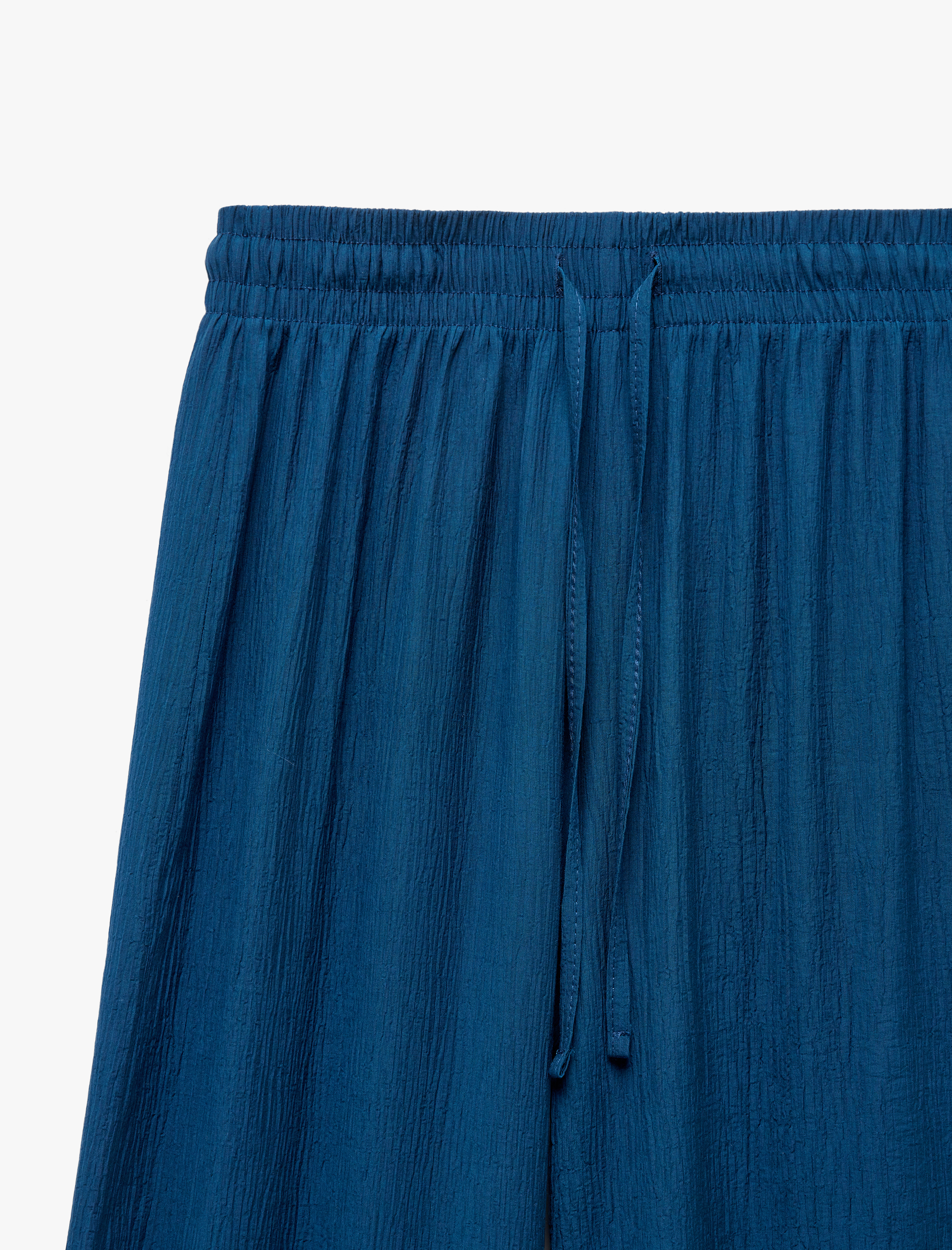   Beli Bağcıklı Viskon Karışımlı Geniş Paça Pantolon