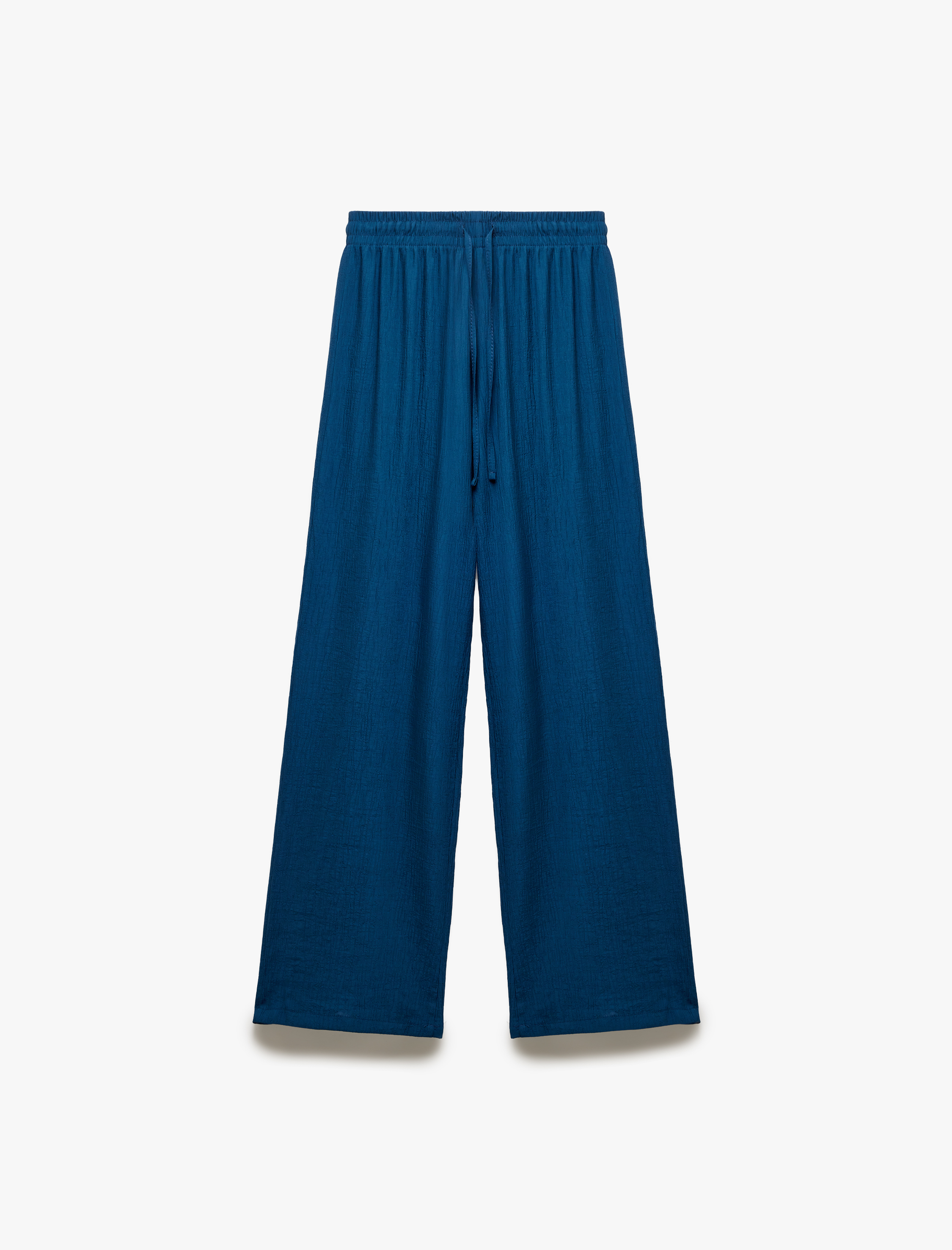   Beli Bağcıklı Viskon Karışımlı Geniş Paça Pantolon