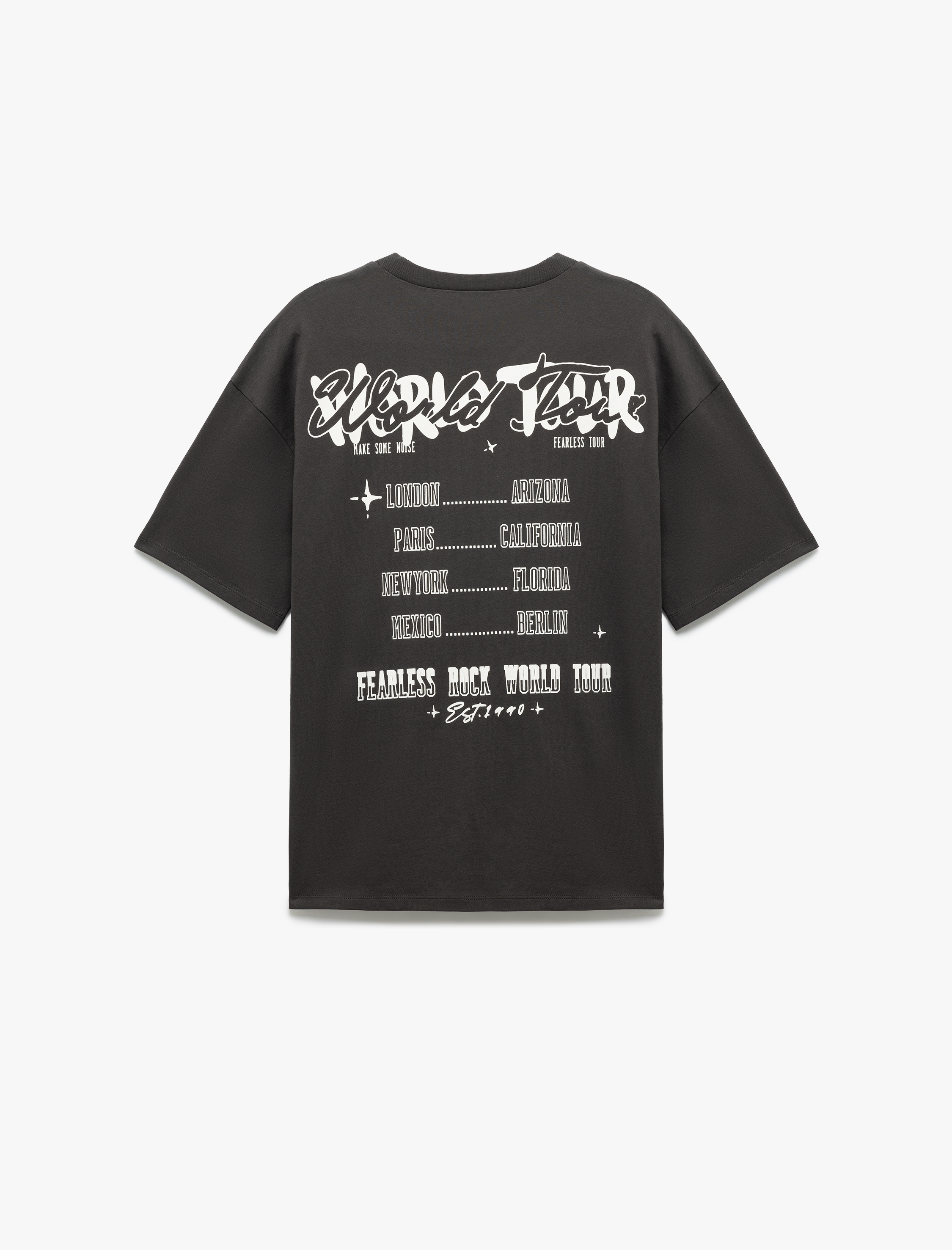   Arkası Baskılı Bisiklet Yaka Kısa Kollu Oversize Tişört