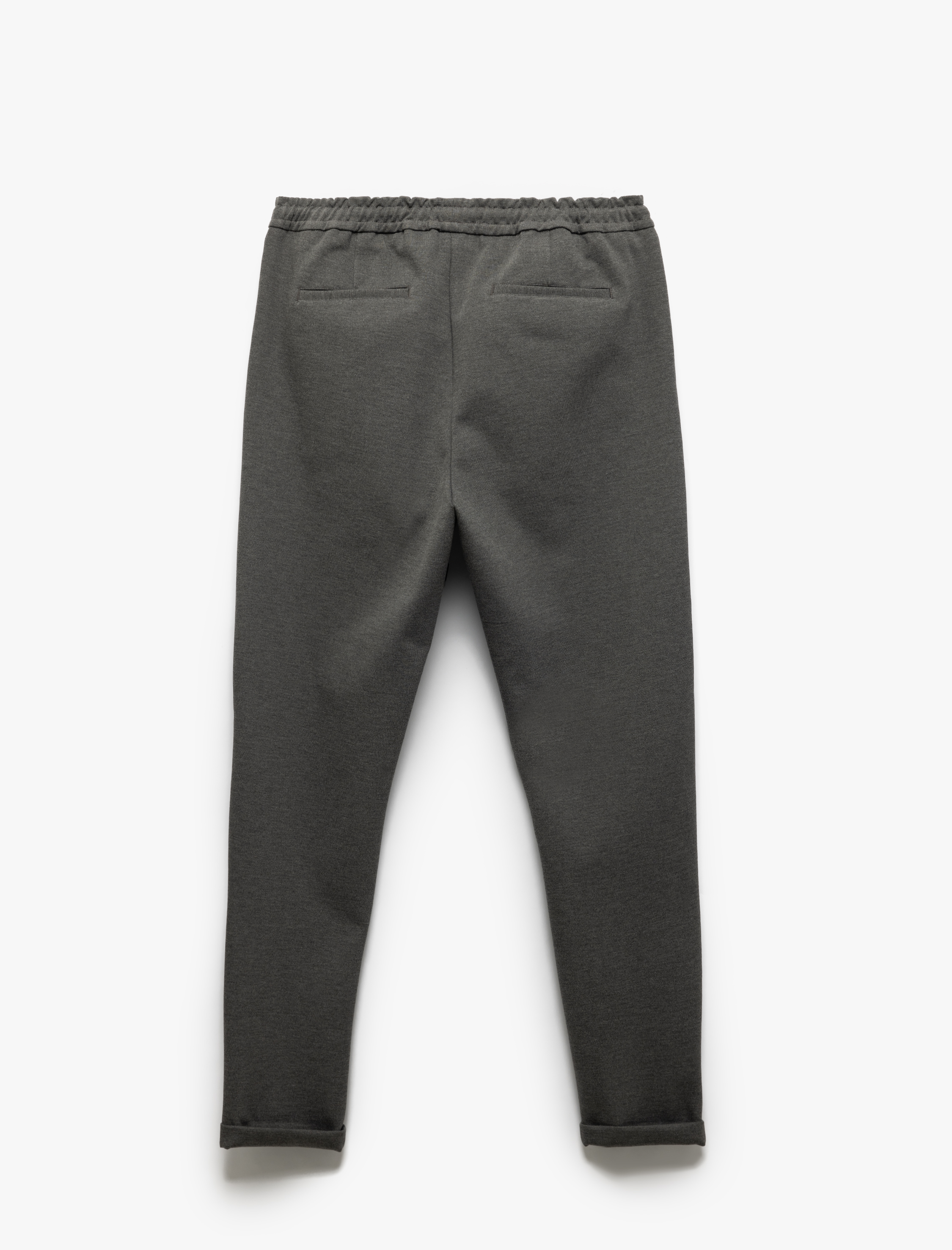   Viskon Karışımlı Katlamalı Paça Beli Bağcıklı Pantolon