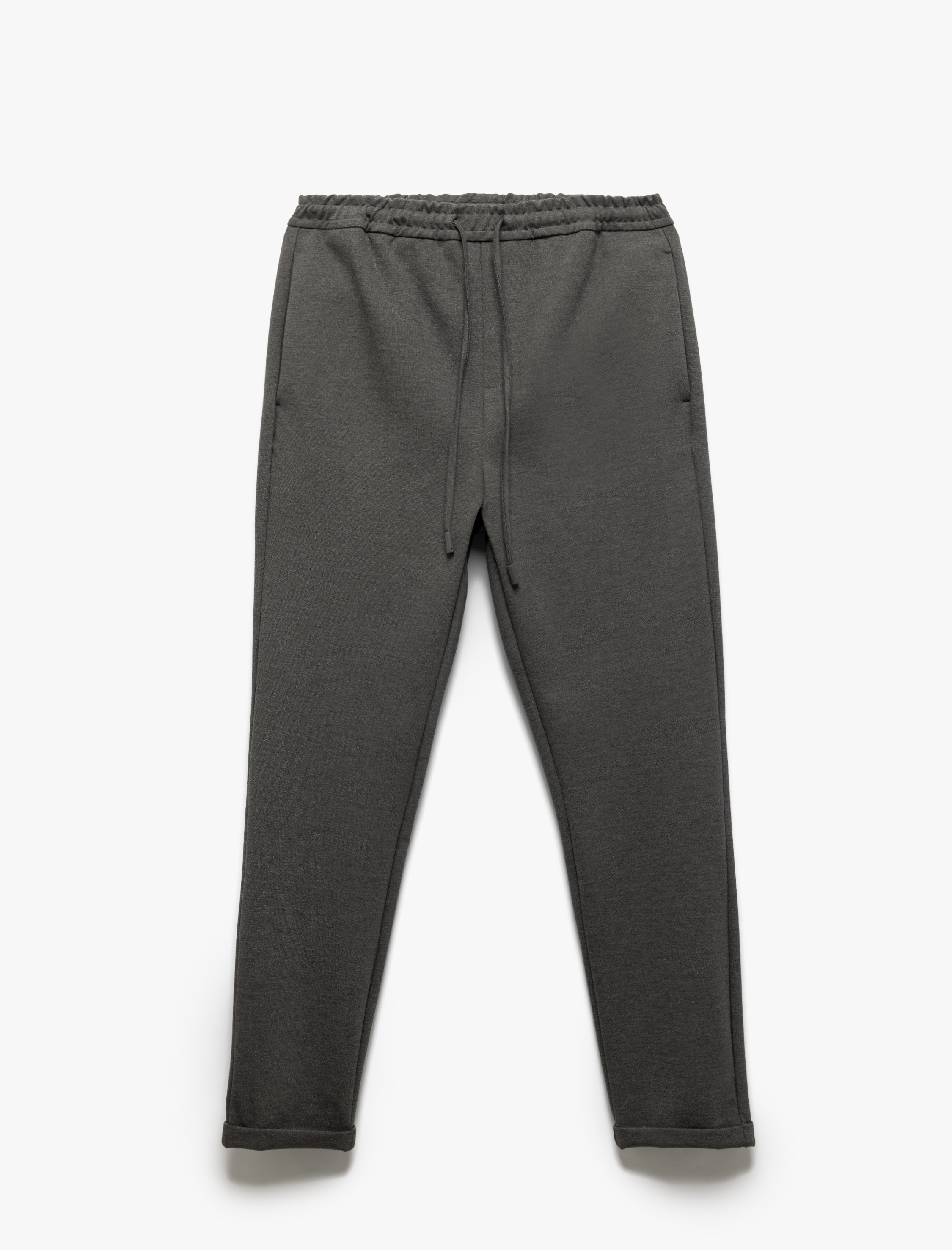   Viskon Karışımlı Katlamalı Paça Beli Bağcıklı Pantolon