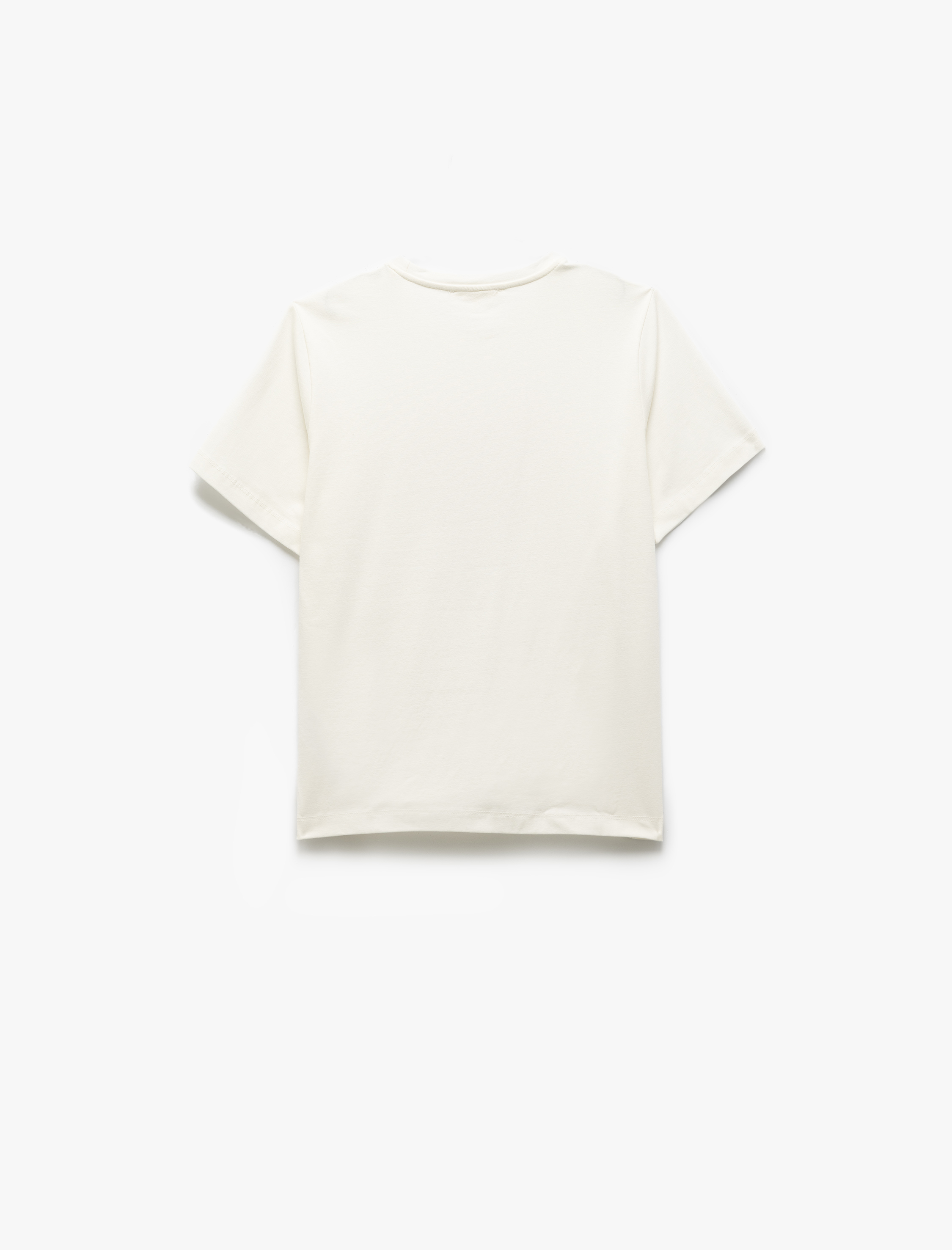   Pamuklu Kısa Kollu Bisiklet Yaka Kalpli Baskılı Tişört