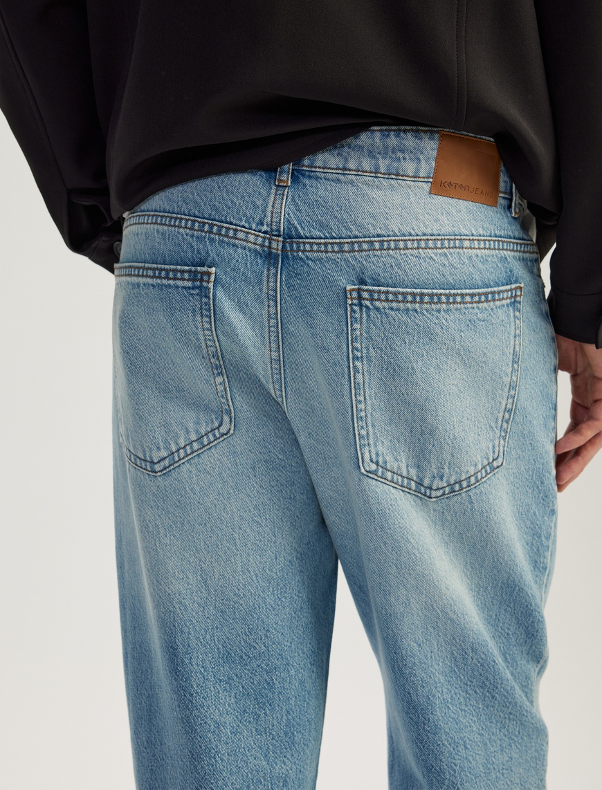   Pamuklu Normal Bel Cepli Loose Fit Jean Pantolon - Steve Jean