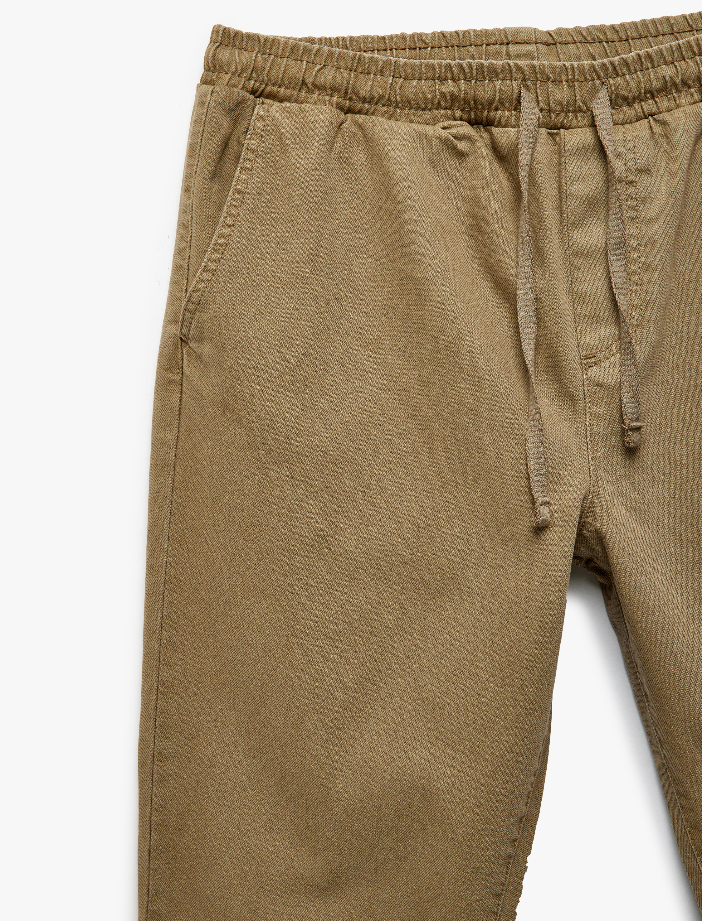 Straight Fit Cep Detaylı Pamuklu Beli Bağcıklı Pantolon
